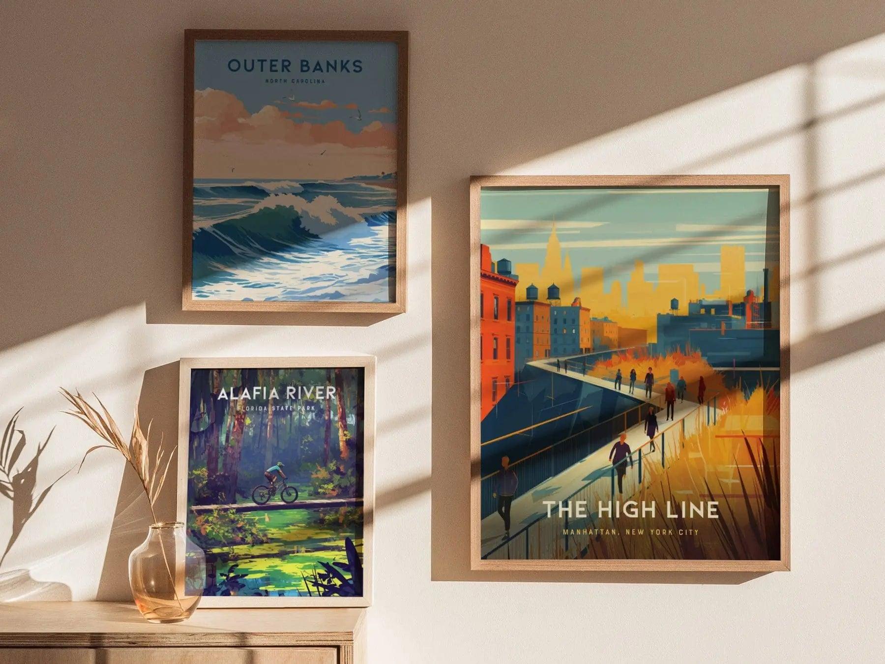 High Line NYC wall art displayed in modern apartment with Manhattan elevated park and Chelsea urban design decor