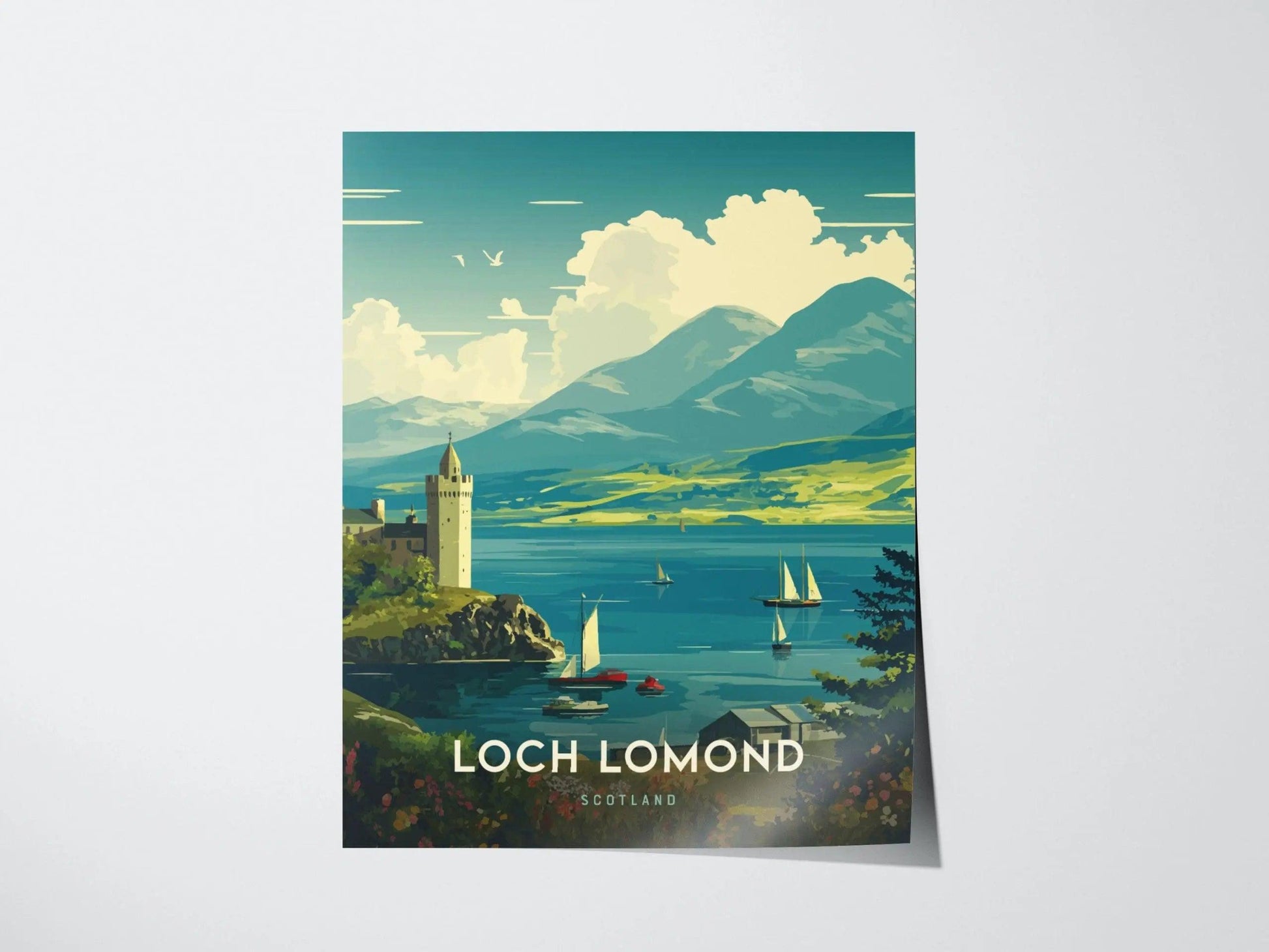 Loch Lomond Landscape Framed Travel Poster, Loch Lomond Scotland Poster Print, Loch Lomond Castle Art, Scotland Travel Gift, Scotland Parks - Swell Scenes