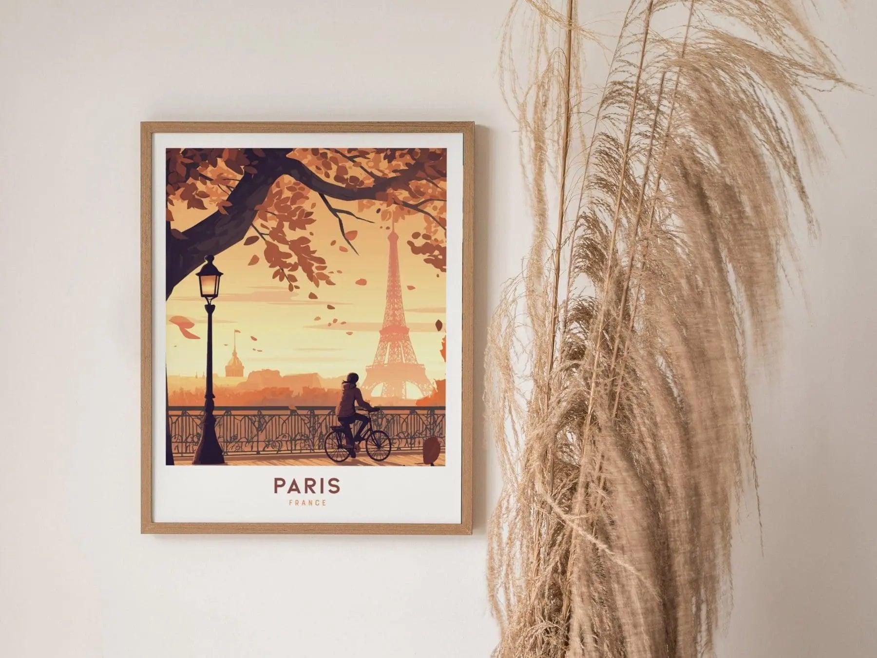 Paris Travel Print Framed Wall Art, Eiffel Tower Paris France Travel Poster, Europe Travel Poster, Traveler Home Decor, France Traveler Gift - Swell Scenes