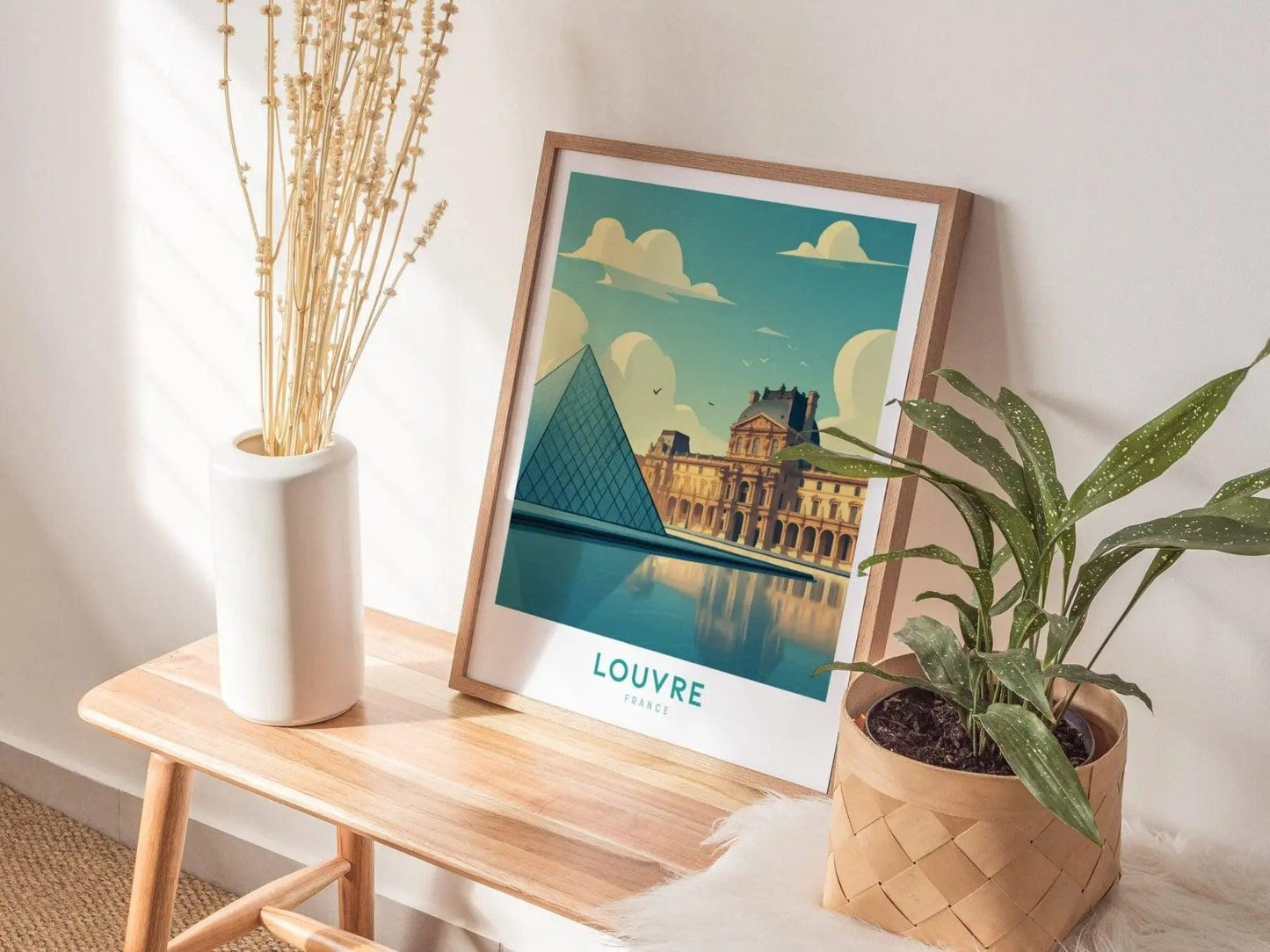 Louvre Paris Framed Travel Print Wall Art, Louvre Paris France Travel Poster, Museum Travel Poster, Traveler Home Decor, Airbnb Home Decor - Swell Scenes