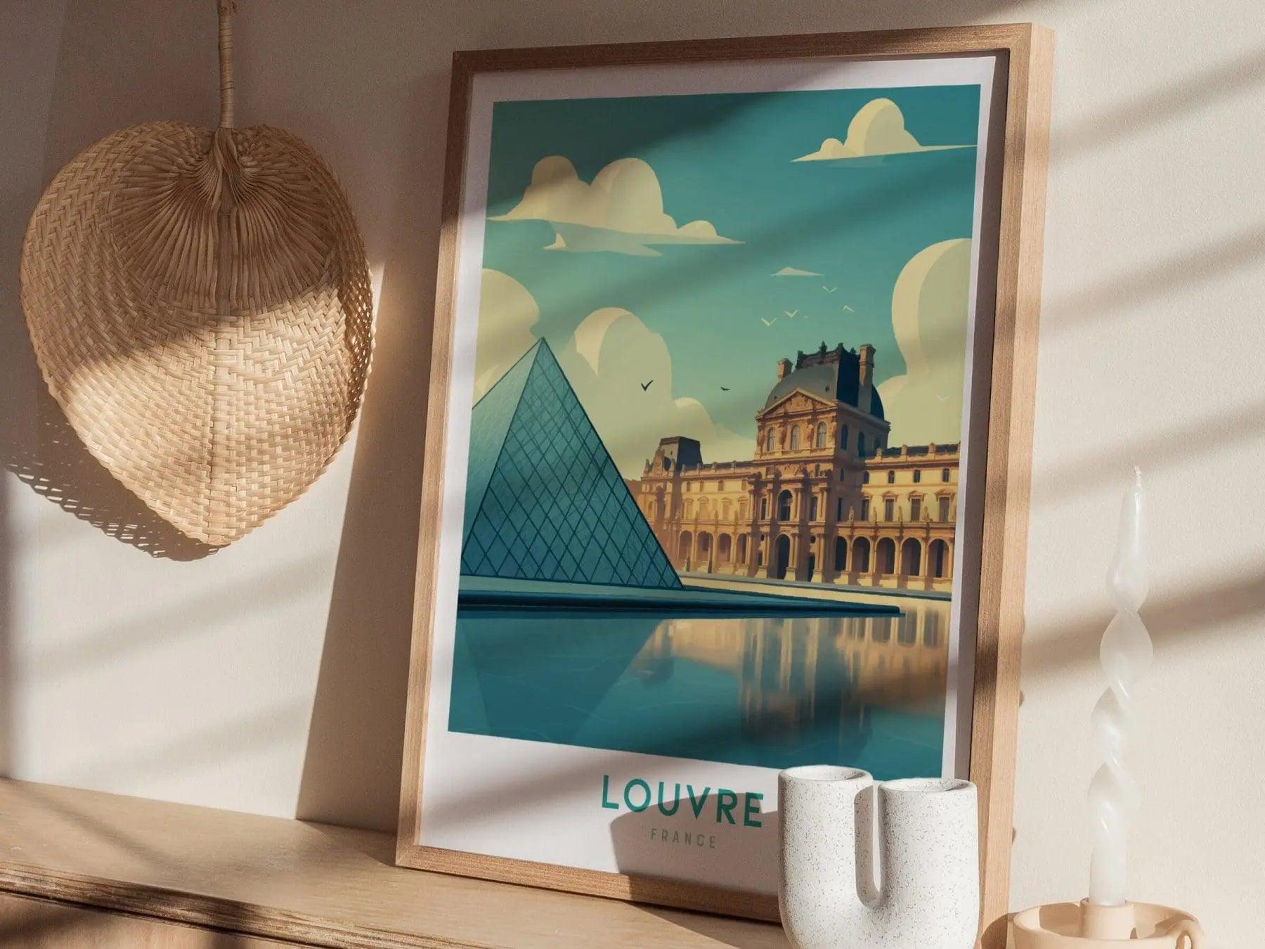 Louvre Paris Framed Travel Print Wall Art, Louvre Paris France Travel Poster, Museum Travel Poster, Traveler Home Decor, Airbnb Home Decor - Swell Scenes