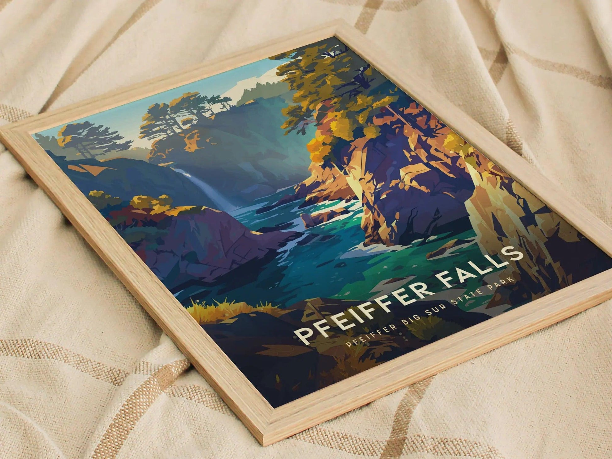 Pfeiffer Falls Big Sur State Park Framed Travel Print, California Big Sur Travel Poster, Pfeiffer Big Sur State Park Artwork, California Art - Swell Scenes