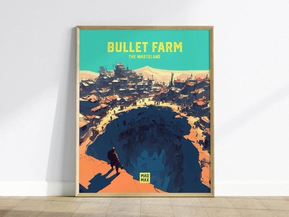Bullet Farm, The Wasteland, Mad Max Framed Wall Art - Fury Road Thunderdome Furiosa Post Apocalyptic Poster Travel Print Man Cave Decor Set - Swell Scenes