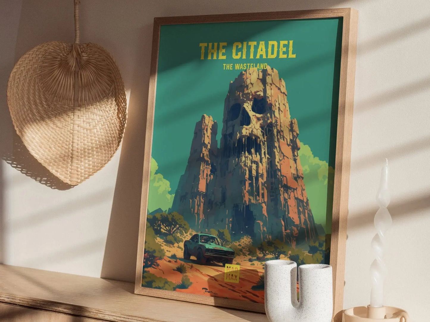 The Citadel, The Wasteland, Mad Max Framed Wall Art - Fury Road Thunderdome Furiosa Post Apocalyptic Poster Travel Print Man Cave Decor Set - Swell Scenes
