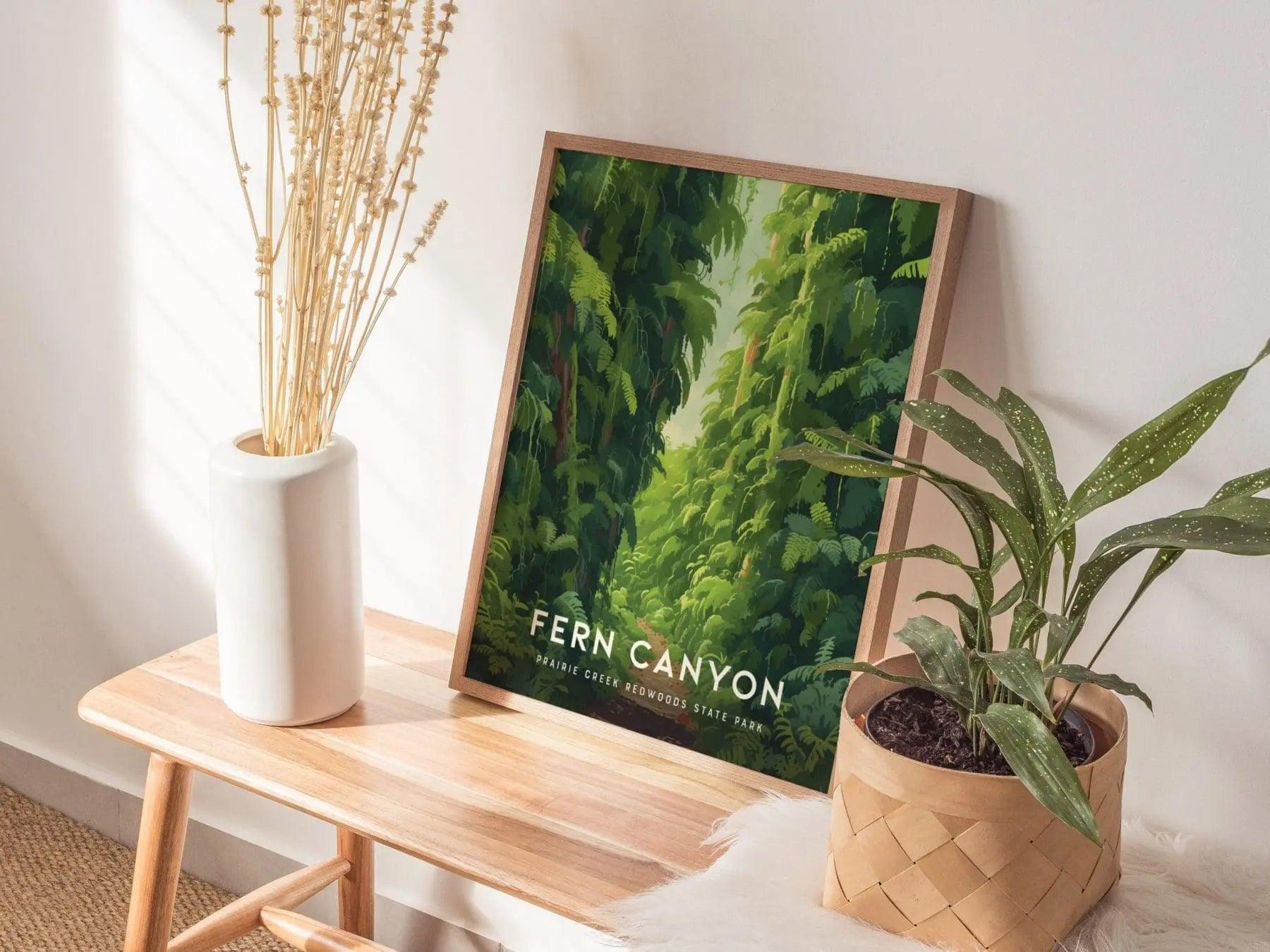 Fern Canyon Loop Trail Framed Travel Print, Fern Canyon Poster Print, State Parks California Wall Art, Fern Canyon Jurassic Park Lost World - Swell Scenes