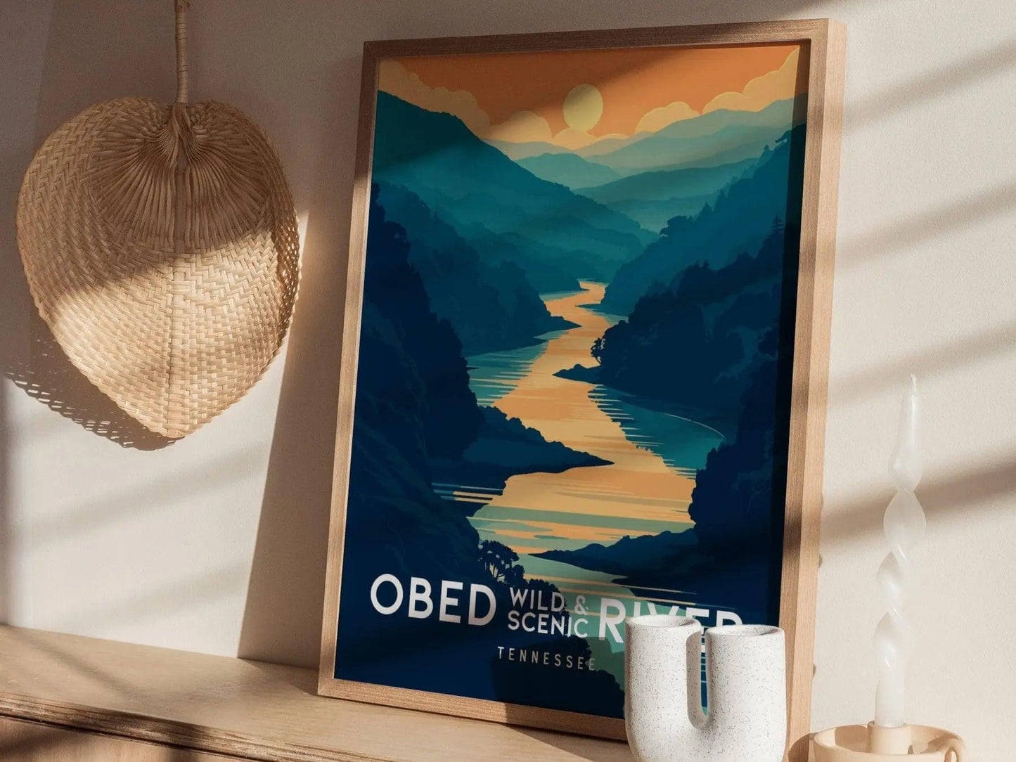 Obed Wild and Scenic River, Tennessee, Framed Wall Art - Cumberland Plateau Poster Rafting Kayaking Adventure Print Outdoors Park Home Decor - Swell Scenes