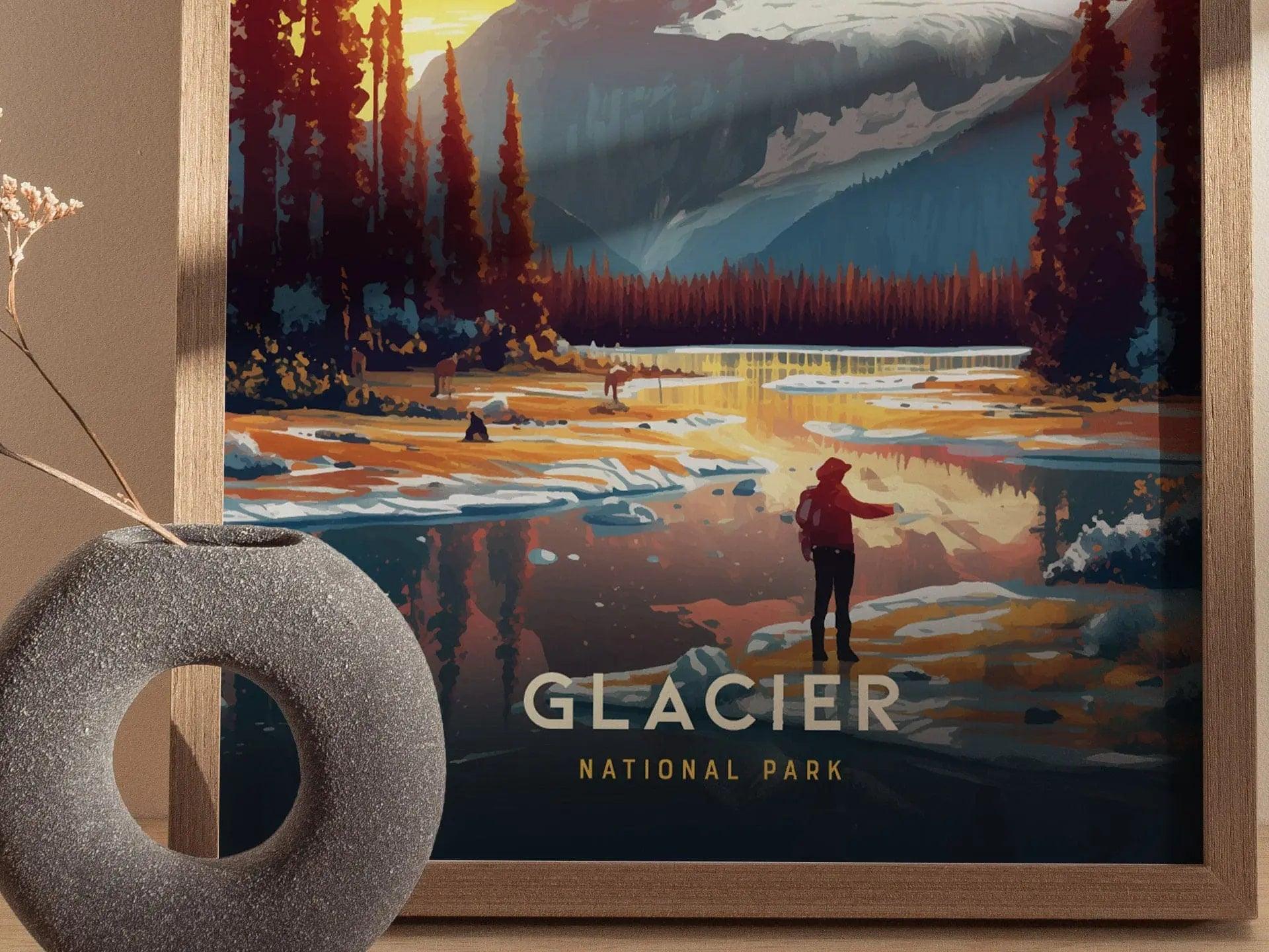 Glacier National Park Framed Travel Print, Glacier Poster Print, National Parks Glacier Art, National Parks Poster, National Parks Travel - Swell Scenes
