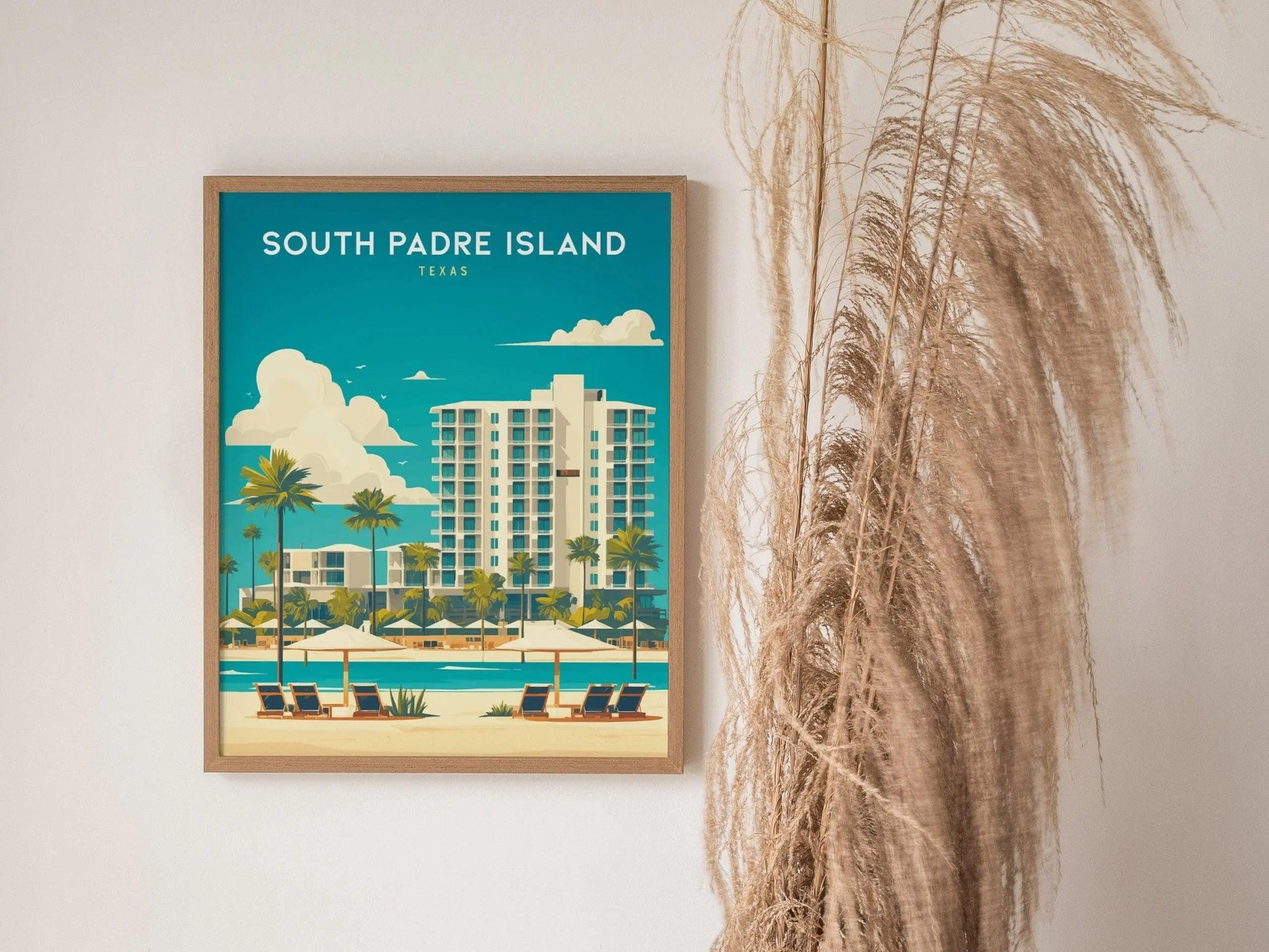 South Padre Island Framed Travel Poster, South Padre Island Texas Print, South Padre Island Custom Travel Print, South Padre Airbnb Decor - Swell Scenes