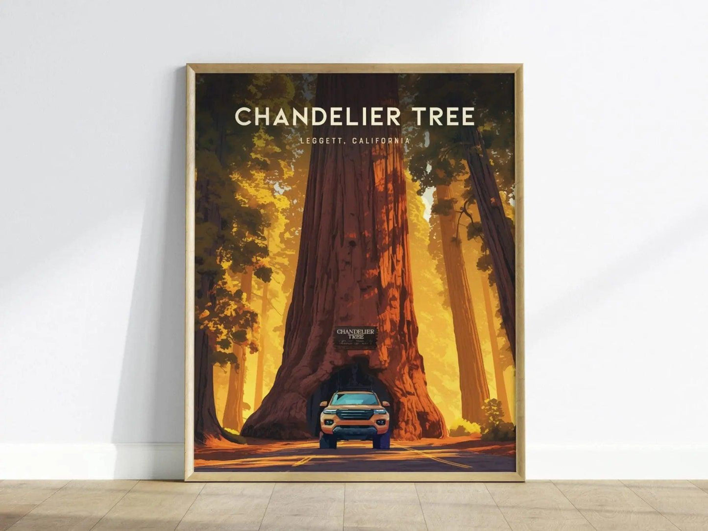 Chandelier Tree in Drive-Thru Tree Park Framed Travel Print, Chandelier Tree Park Travel Poster, Chandelier Tree Traveler Gift Souvenir Art - Swell Scenes