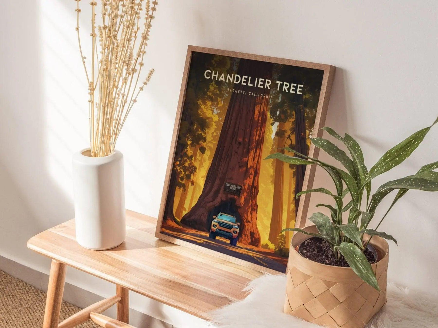 Chandelier Tree in Drive-Thru Tree Park Framed Travel Print, Chandelier Tree Park Travel Poster, Chandelier Tree Traveler Gift Souvenir Art - Swell Scenes