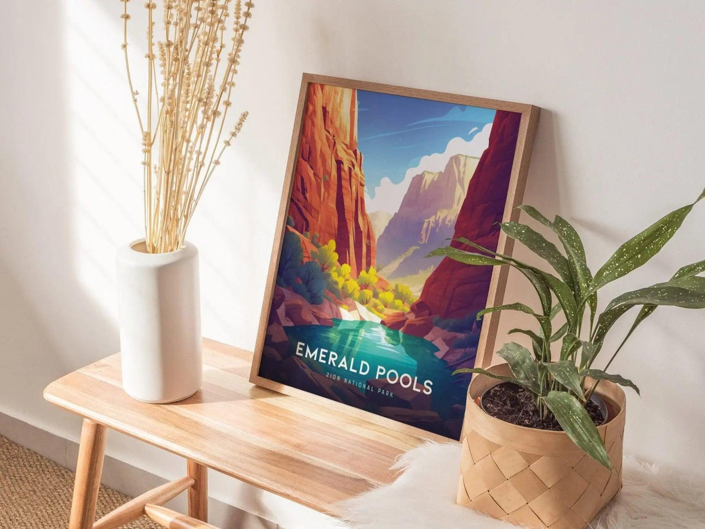 Emerald Pools Zion National Park Framed Travel Print, Emerald Pools Trail Travel Poster, Zion National Park Travel Gift, National Park Decor - Swell Scenes
