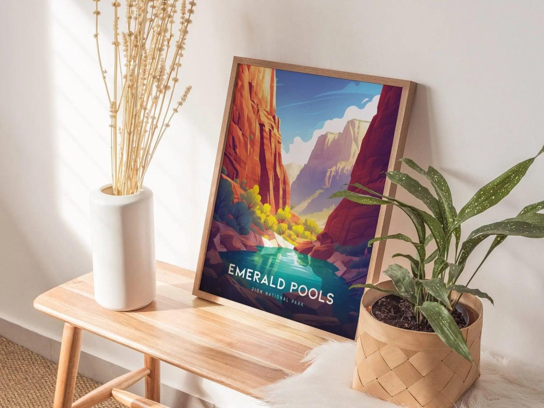 Emerald Pools Zion National Park Framed Travel Print, Emerald Pools Trail Travel Poster, Zion National Park Travel Gift, National Park Decor - Swell Scenes