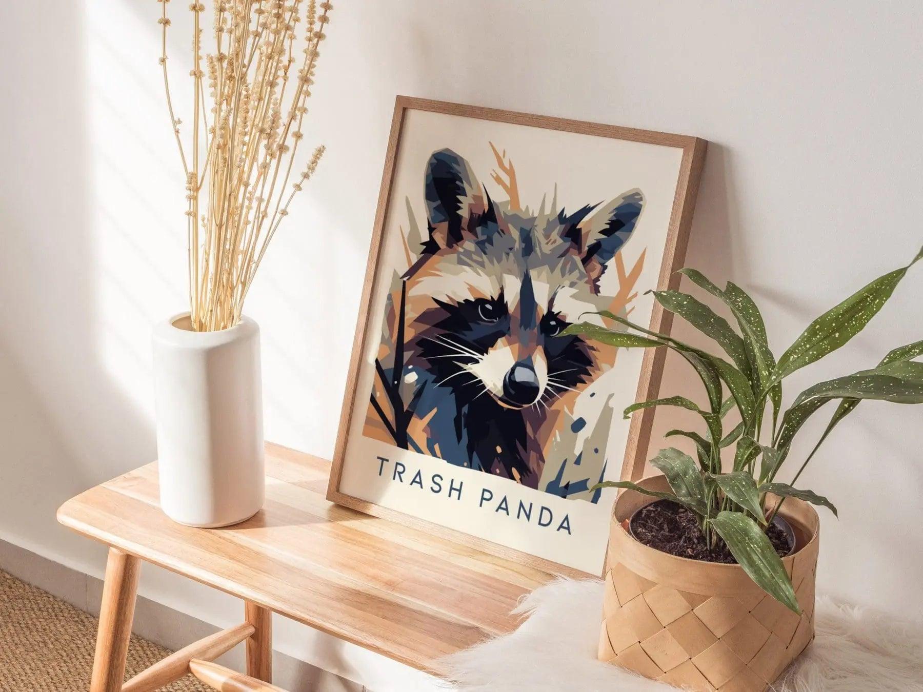 Trash Panda, Urban Wildlife Series, Raccoon Framed Wall Art - City Animal Collection Poster Design Print Funny Apartment Decor Statement Set - Swell Scenes