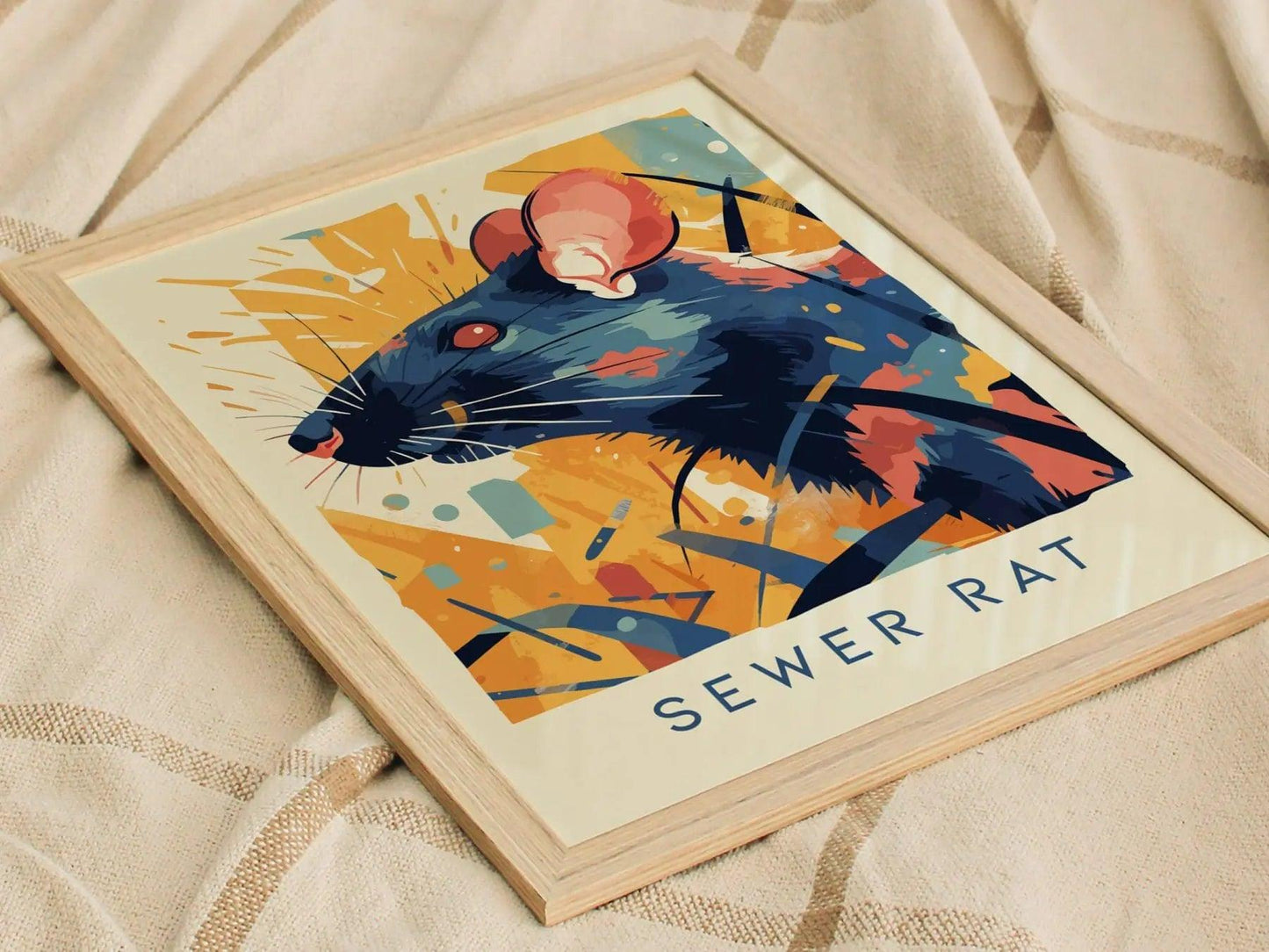 Sewer Rat, Urban Wildlife Series, Rodent Framed Wall Art - City Animal Collection Poster Design Print Funny Gift LA NYC Decor Statement Set - Swell Scenes