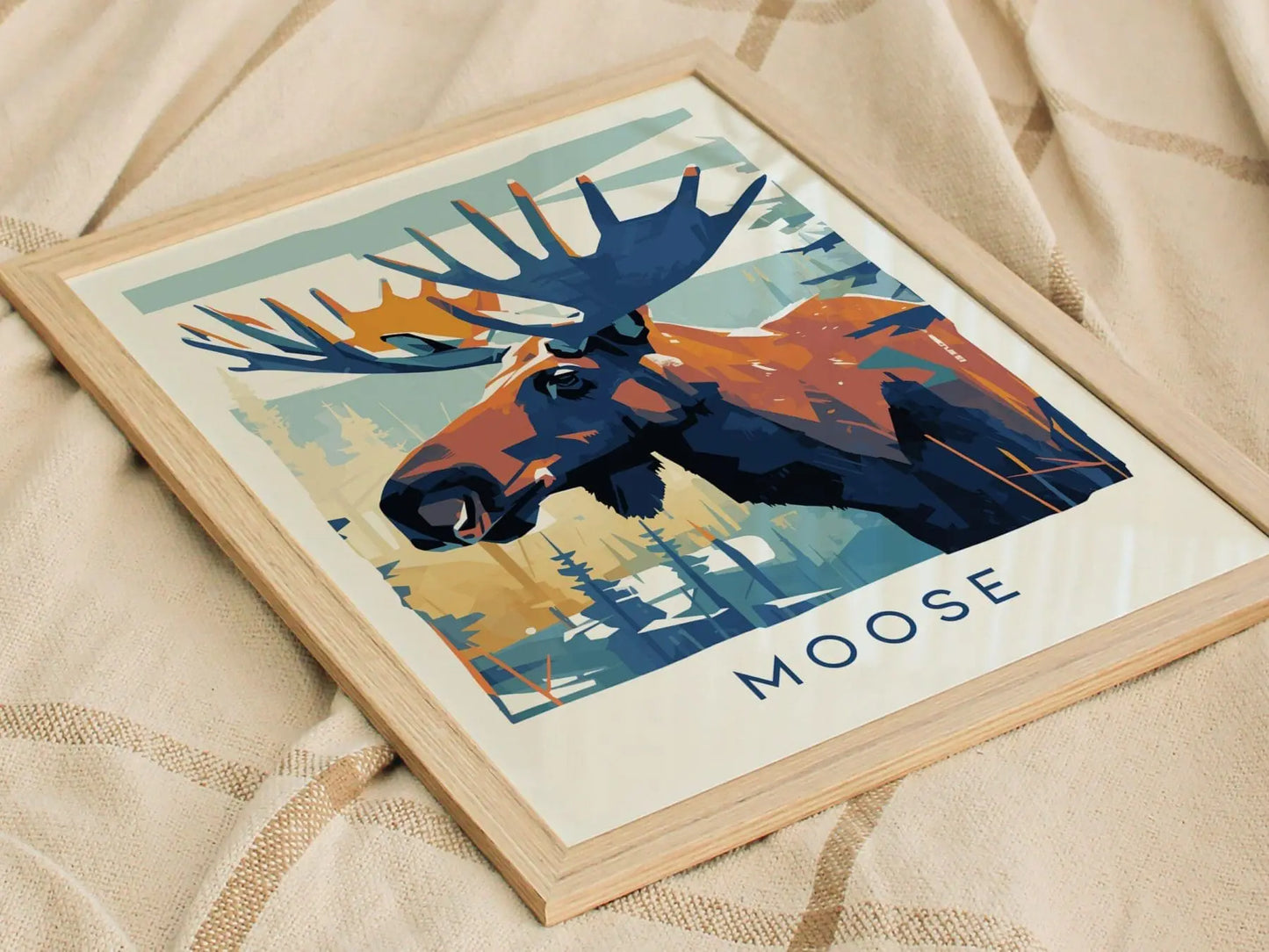 Moose, Wildlife Series, Swamp Donkey Framed Wall Art - North American Big Game Buck Deer Hunting Nature Poster Design Print Decor Gift Set - Swell Scenes