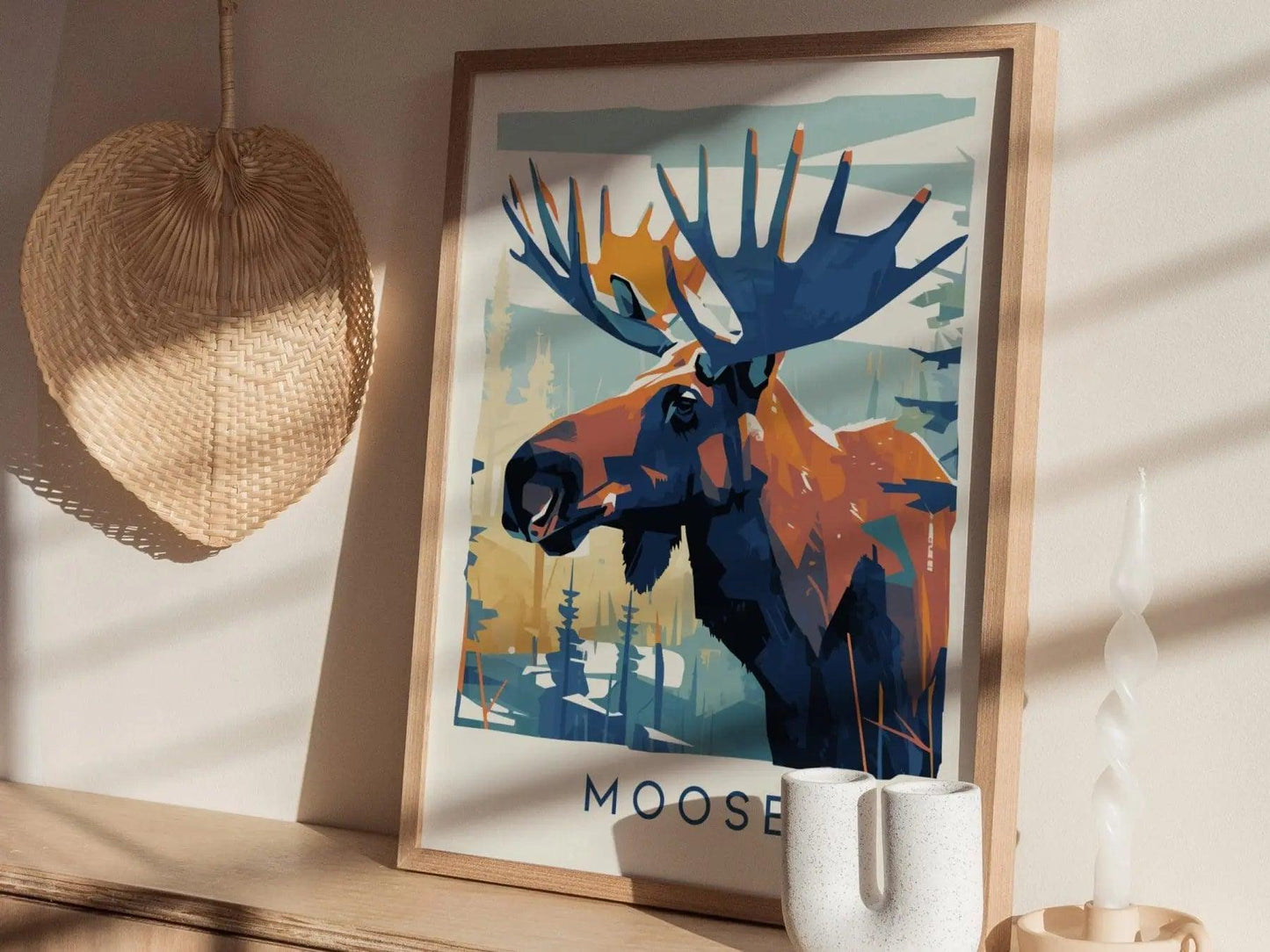 Moose, Wildlife Series, Swamp Donkey Framed Wall Art - North American Big Game Buck Deer Hunting Nature Poster Design Print Decor Gift Set - Swell Scenes