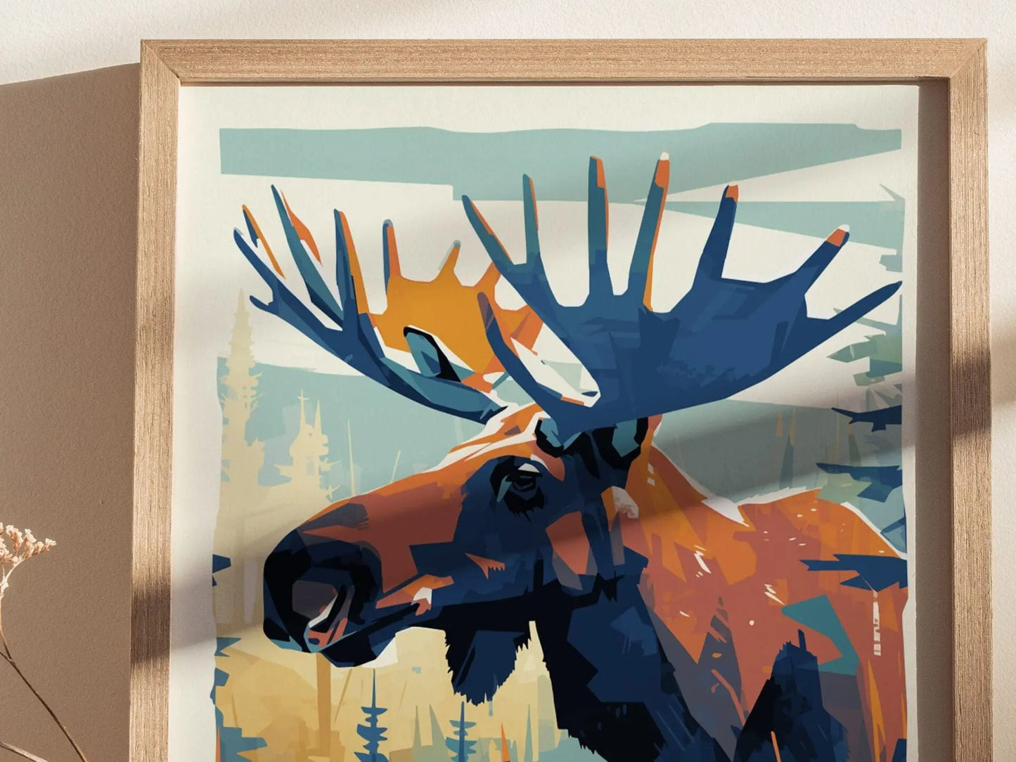 Moose, Wildlife Series, Swamp Donkey Framed Wall Art - North American Big Game Buck Deer Hunting Nature Poster Design Print Decor Gift Set - Swell Scenes