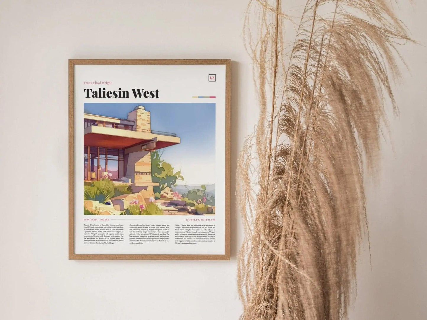 Taliesin West Framed Travel Poster, Architecture Series, Arizona Poster, Taliesin West Travel Wall Art, Taliesin West Architecture Decor Art - Swell Scenes