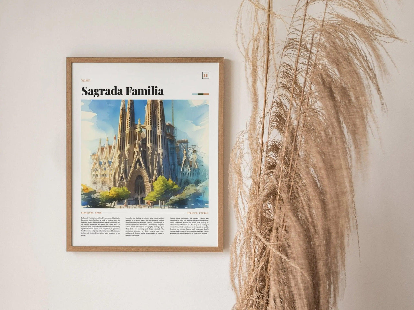 Sagrada Familia Framed Travel Poster, Barcelona Spain Travel Poster, Architecture Series, Barcelona Spain Travel Art, Barcelona Spain Gift - Swell Scenes
