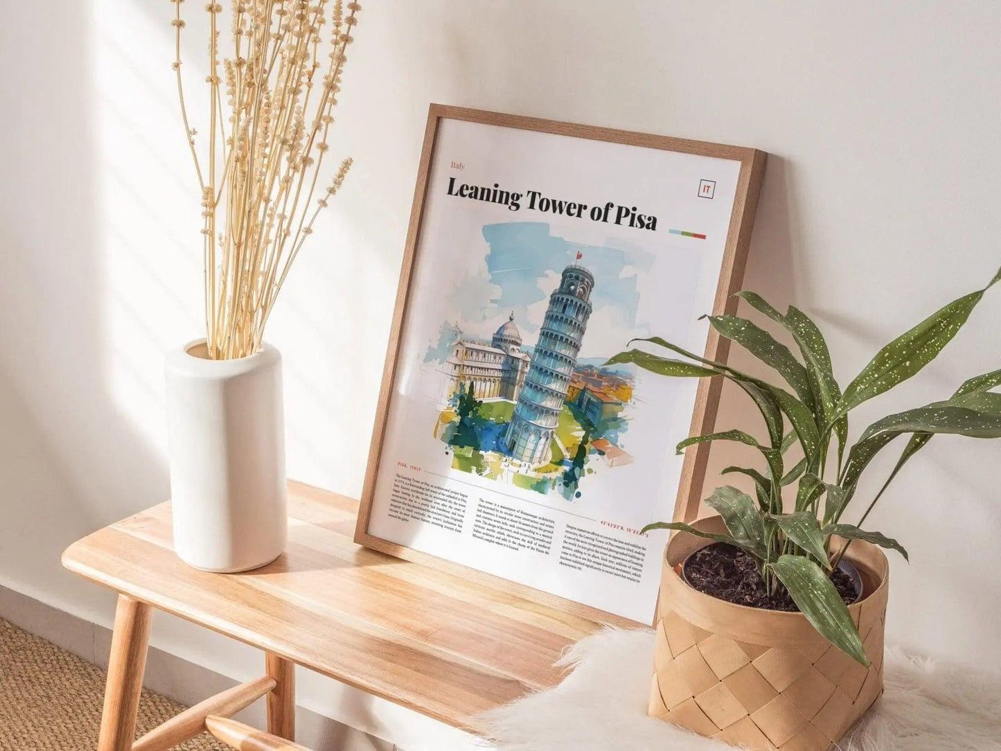 Leaning Tower of Pisa Framed Travel Poster, Italy Travel Poster, Architecture Series, Leaning Tower of Pisa Travel Art, Italy Travel Gift - Swell Scenes