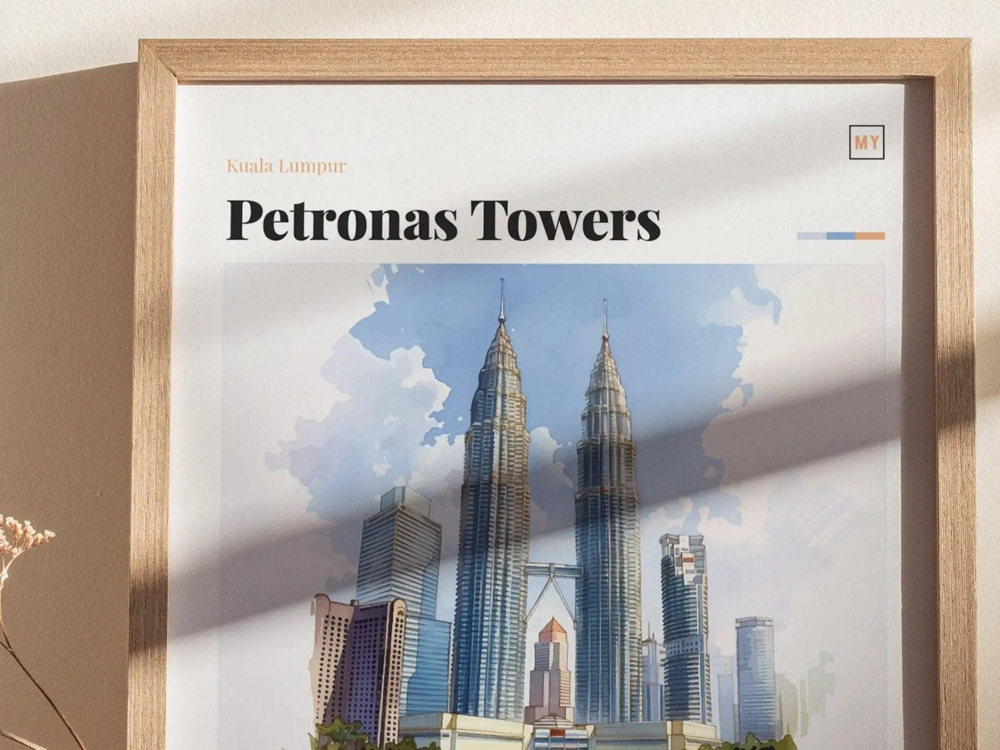 Kuala Lumpur Skyline Framed Poster, Petronas Towers Malaysia Poster, Kuala Lumpur Art, Kuala Lumpur Print, Malaysia Petronas Towers Decor - Swell Scenes