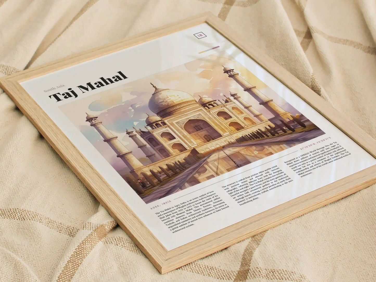 Taj Mahal India Framed Travel Print, Taj Mahal India Poster Gifts Print, Taj Mahal Wall Art, India Taj Mahal Wall Decor, India Travel Gifts - Swell Scenes