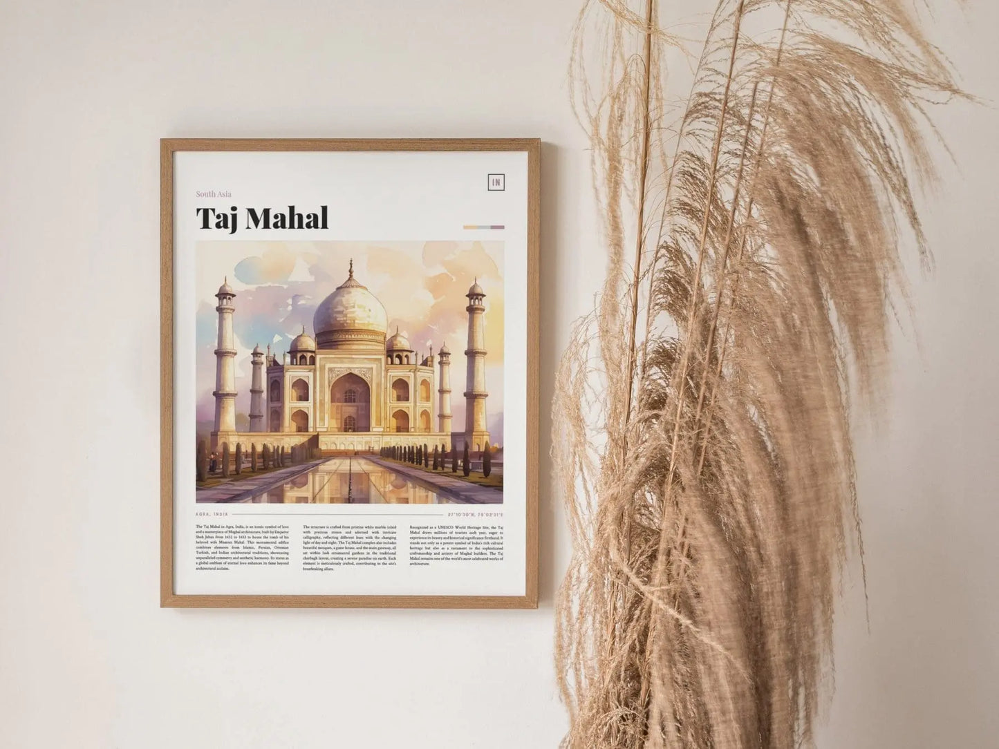 Taj Mahal India Framed Travel Print, Taj Mahal India Poster Gifts Print, Taj Mahal Wall Art, India Taj Mahal Wall Decor, India Travel Gifts - Swell Scenes