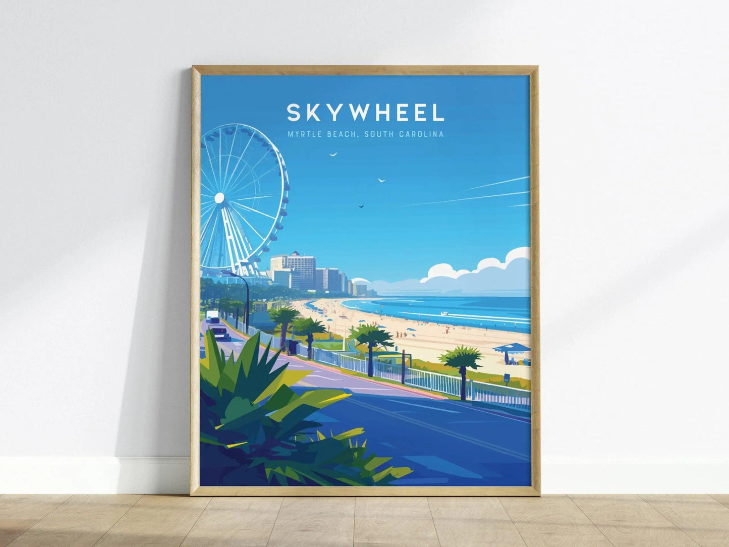 SkyWheel Myrtle Beach Framed Travel Poster, SkyWheel South Carolina Wall Art, SkyWheel Myrtle Beach Poster, Vacation Art, Beach Airbnb Decor - Swell Scenes