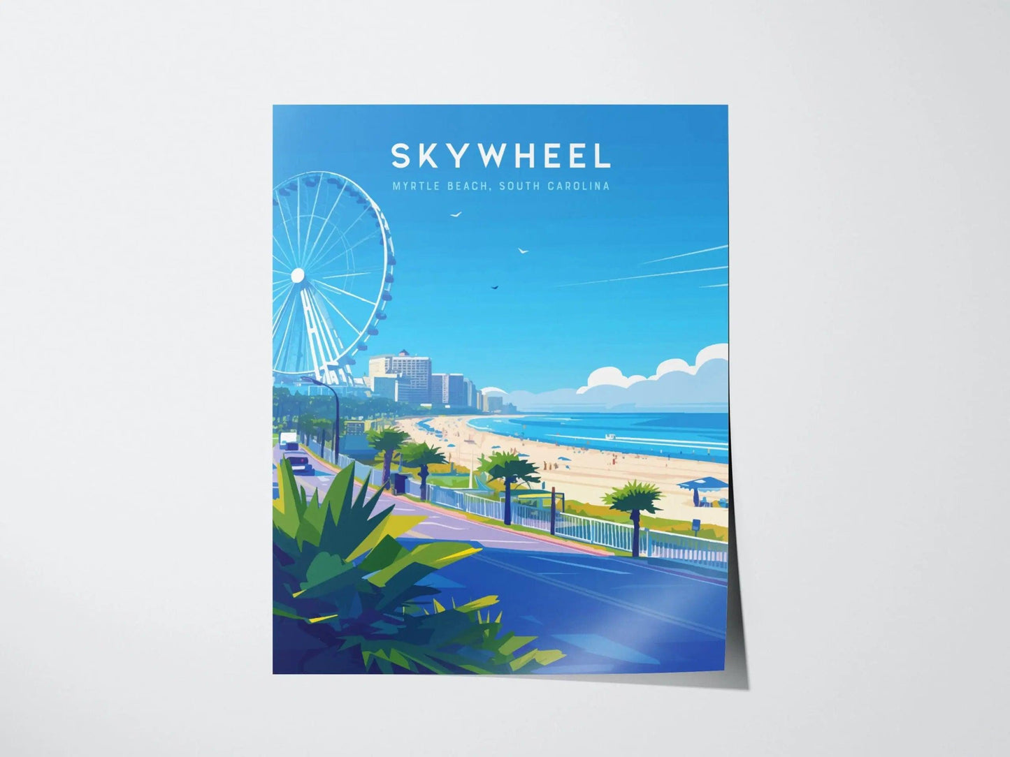 SkyWheel Myrtle Beach Framed Travel Poster, SkyWheel South Carolina Wall Art, SkyWheel Myrtle Beach Poster, Vacation Art, Beach Airbnb Decor - Swell Scenes