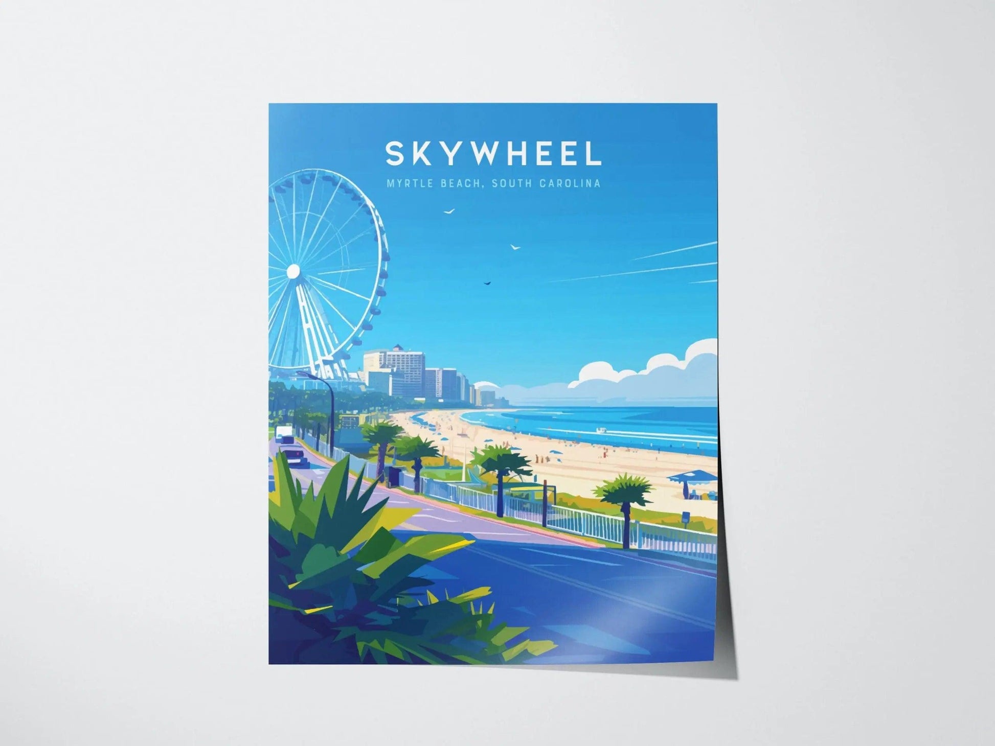SkyWheel Myrtle Beach Framed Travel Poster, SkyWheel South Carolina Wall Art, SkyWheel Myrtle Beach Poster, Vacation Art, Beach Airbnb Decor - Swell Scenes
