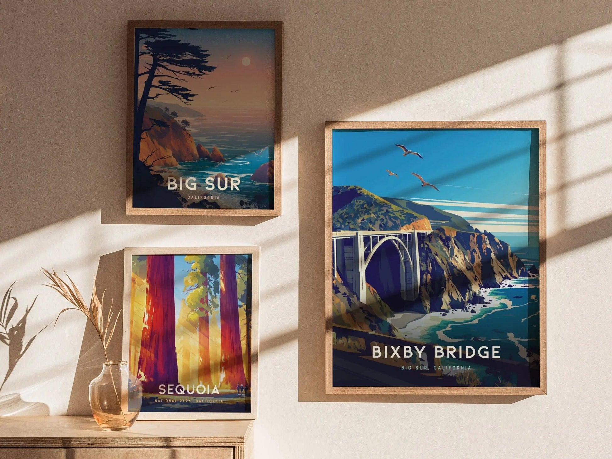 Big Sur Bixby Bridge Framed Travel Print, California Big Sur Travel Poster, Bixby Creek Bridge Big Sur Artwork, California Airbnb Wall Decor - Swell Scenes