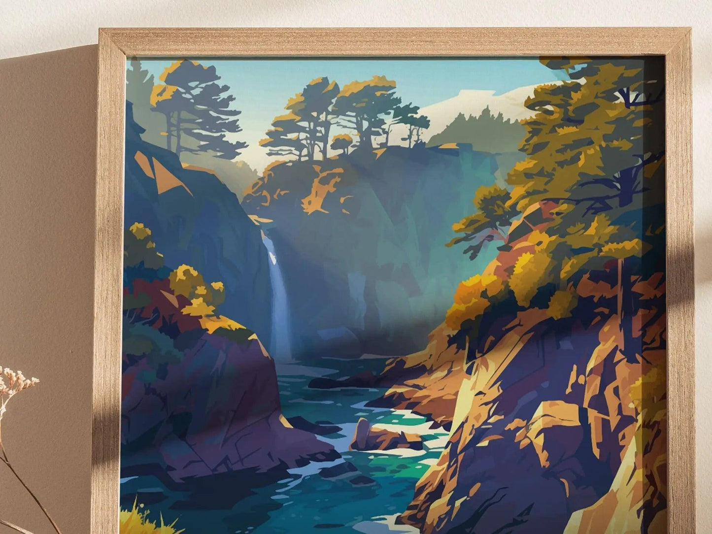 Pfeiffer Falls Big Sur State Park Framed Travel Print, California Big Sur Travel Poster, Pfeiffer Big Sur State Park Artwork, California Art - Swell Scenes