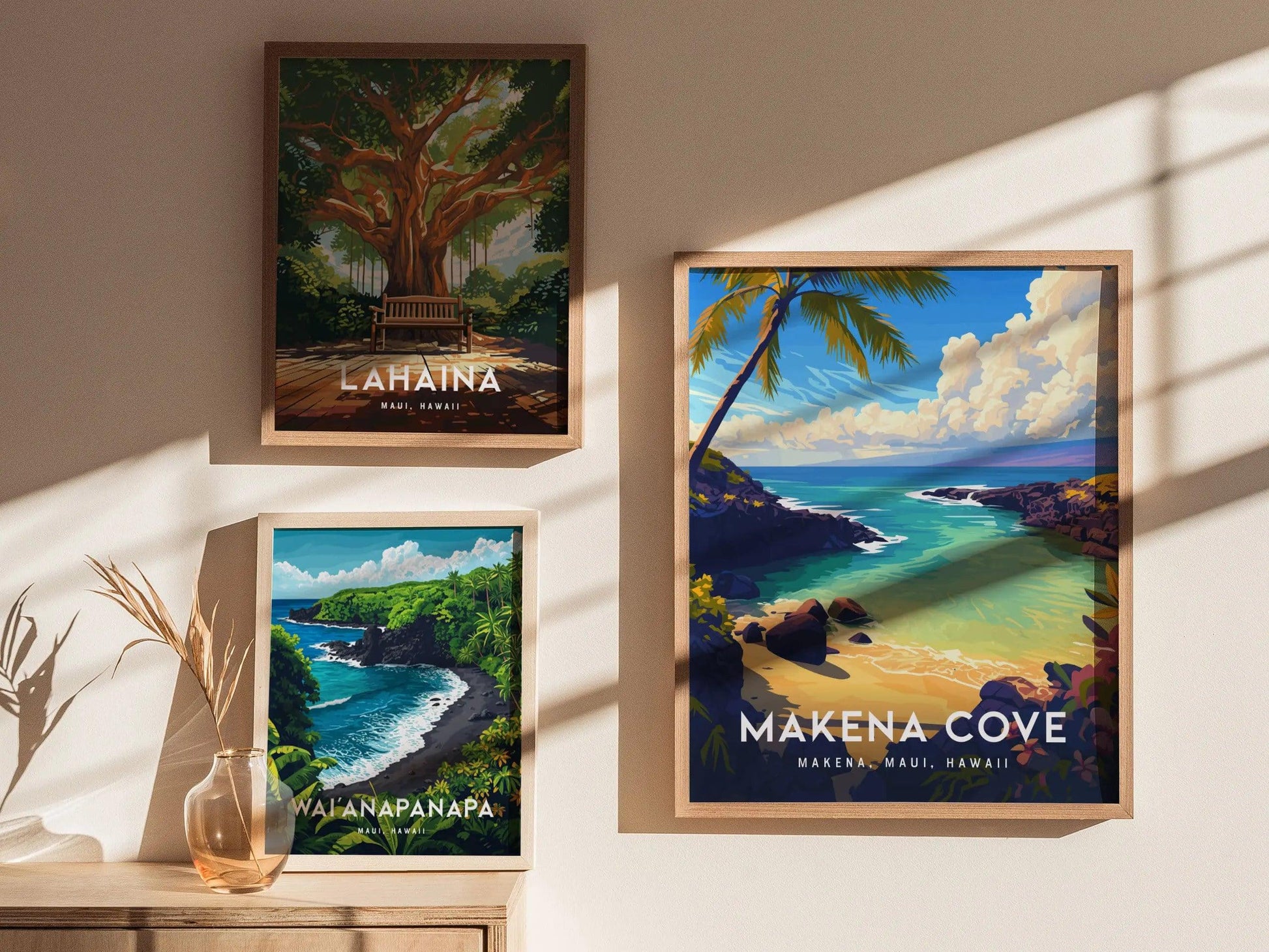 Makena Cove, Maui, Hawaii | Wailea Beach Island Framed Wall Art Poster Travel Artwork Hawaiian Lush Tropical Wedding Gift Honeymoon Decor - Swell Scenes