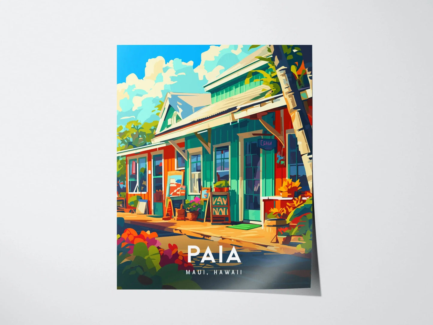 Paia, Maui, Hawaii | Road To Hana Country Big Wave Surf Town Island Framed Art Poster Travel Artwork Hawaiian Lush Tropical Gift Decor Set - Swell Scenes