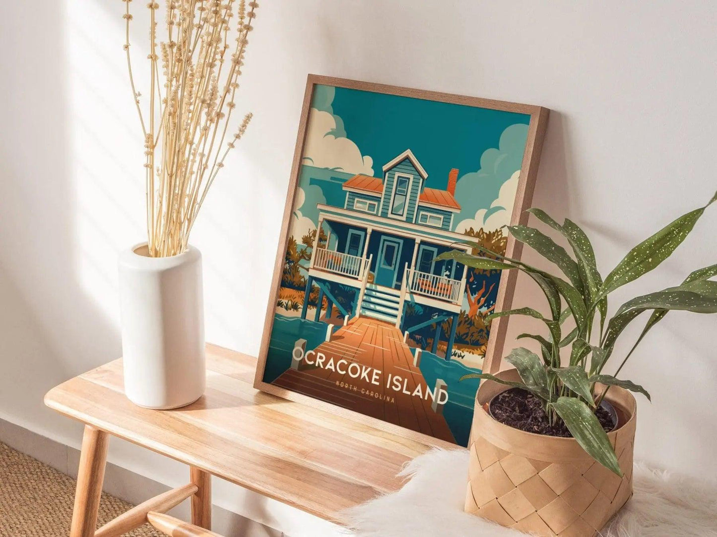 Ocracoke Island Framed Print, Outer Banks Ocracoke Island Poster, Outer Banks NC Print, Ocracoke Island Art, Outer Banks Airbnb Home Decor - Swell Scenes