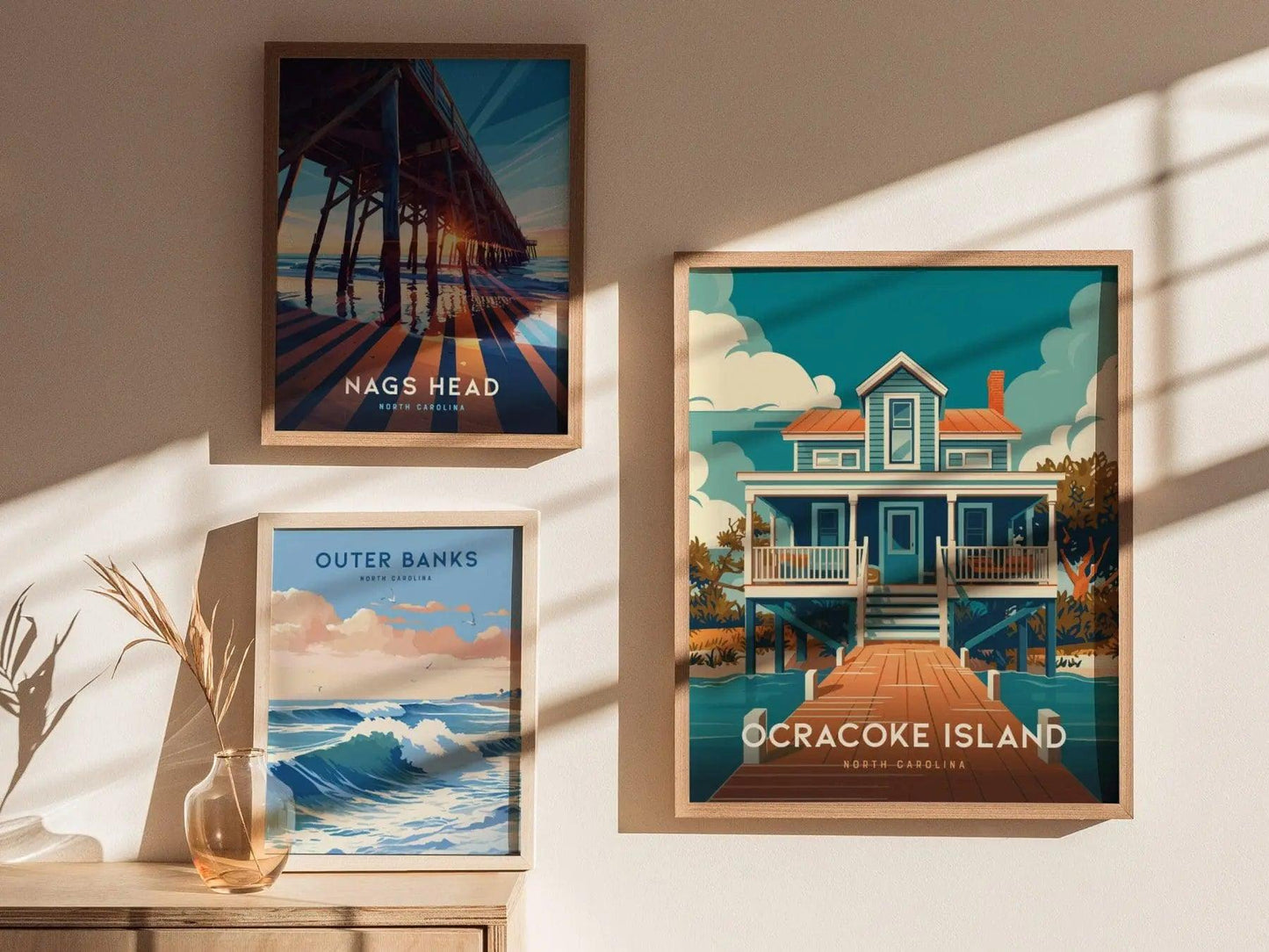 Ocracoke Island Framed Print, Outer Banks Ocracoke Island Poster, Outer Banks NC Print, Ocracoke Island Art, Outer Banks Airbnb Home Decor - Swell Scenes