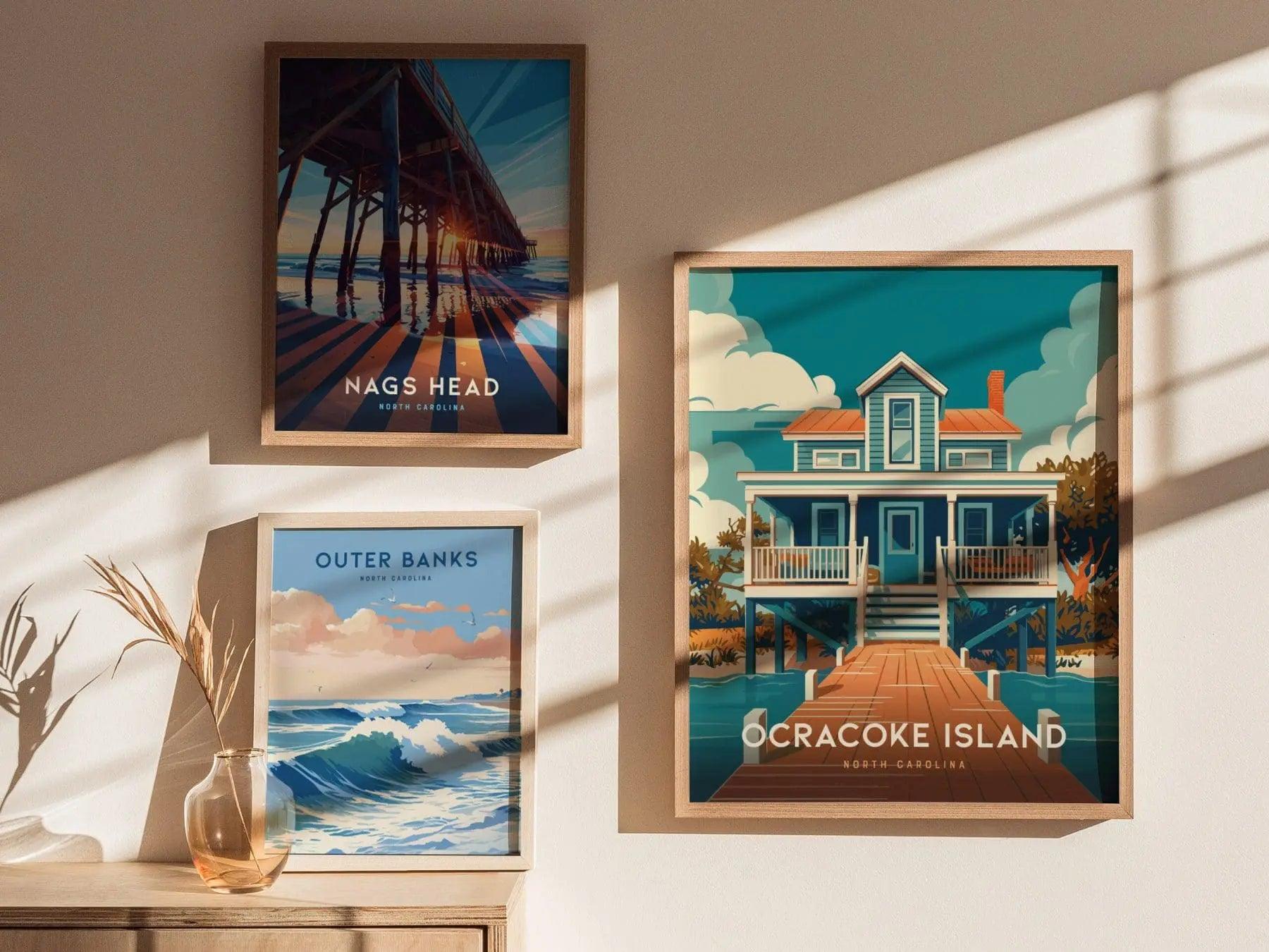 Ocracoke Island Framed Print, Outer Banks Ocracoke Island Poster, Outer Banks NC Print, Ocracoke Island Art, Outer Banks Airbnb Home Decor - Swell Scenes