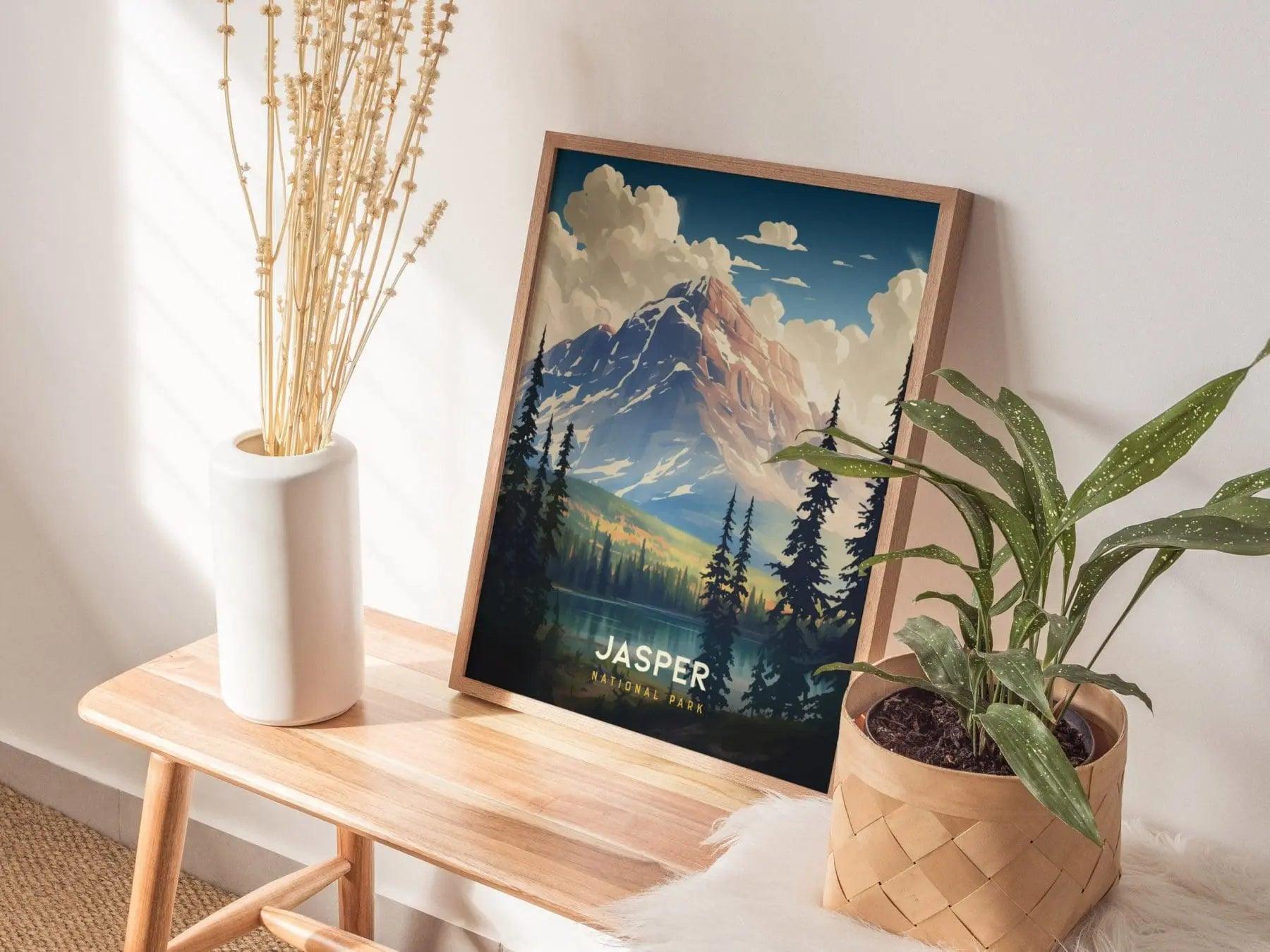Jasper National Park Framed and Unframed Travel Poster, Alberta Canada Wall Art, Jasper Park Poster, National Parks Custom Travel Home Decor - Swell Scenes