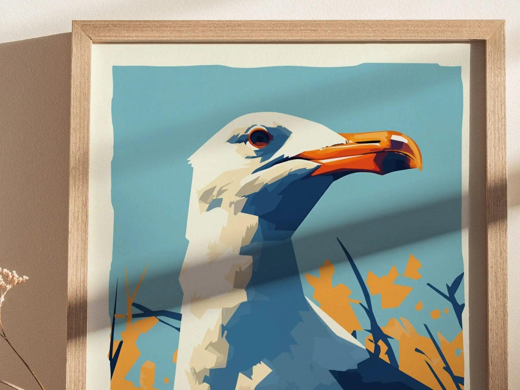 Shit Hawk, Urban Wildlife Series, Seagull Framed Wall Art - City Bird Collection Poster Design Print Funny LA NYC Statement Beach Decor Set - Swell Scenes