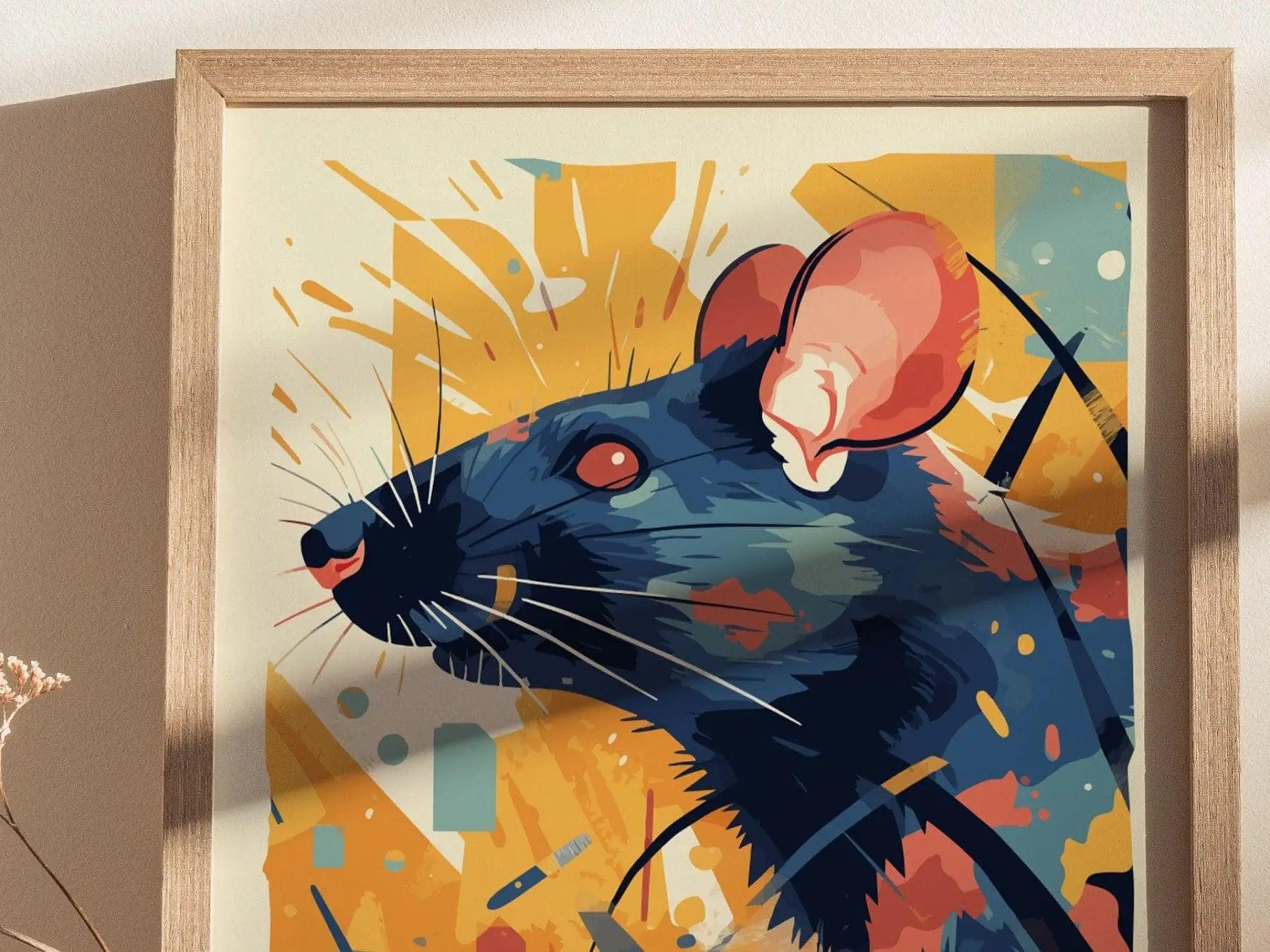 Sewer Rat, Urban Wildlife Series, Rodent Framed Wall Art - City Animal Collection Poster Design Print Funny Gift LA NYC Decor Statement Set - Swell Scenes