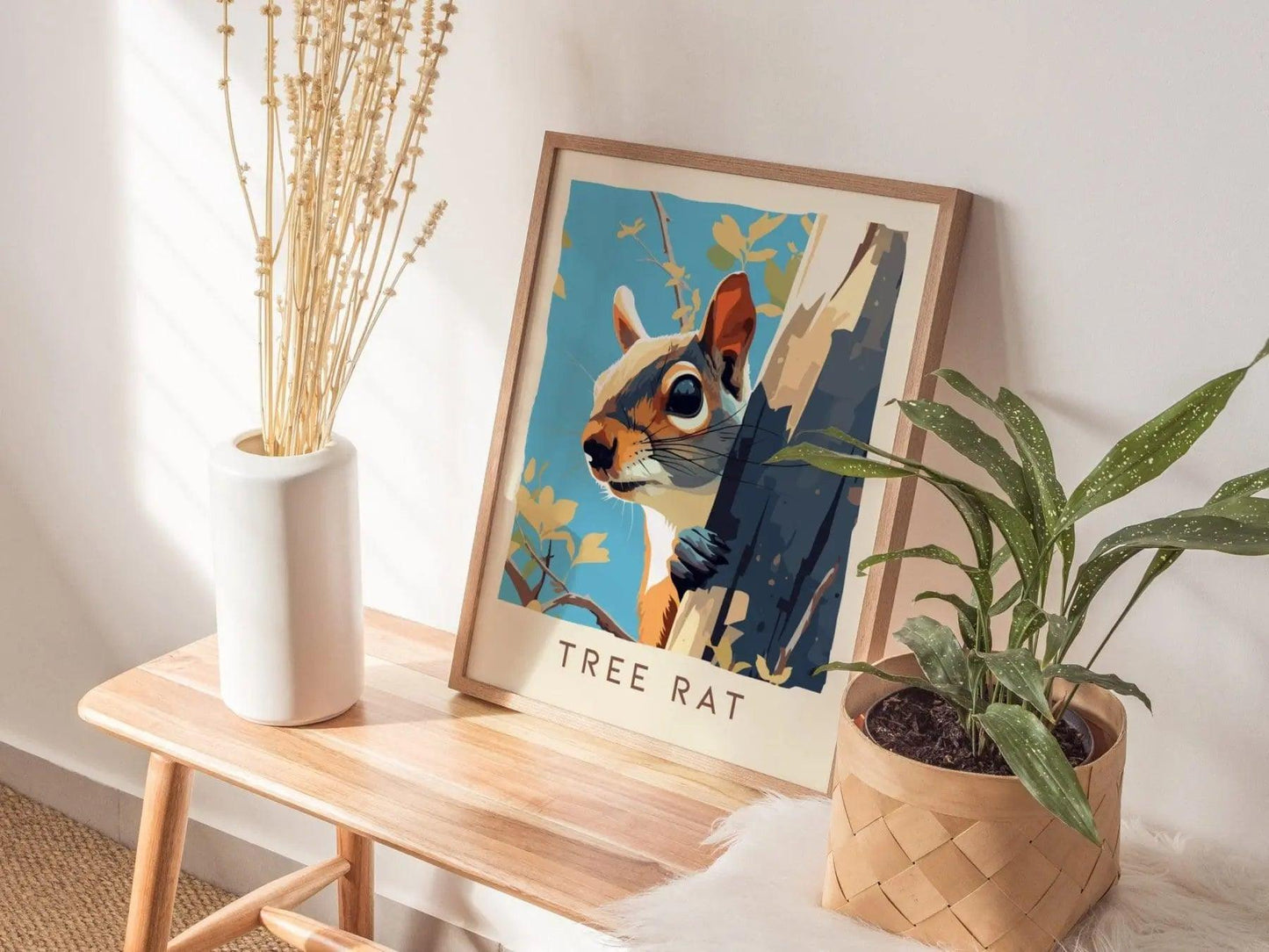 Tree Rat, Urban Wildlife Series, Squirrel Framed Wall Art - City Animal Collection Poster Design Print Funny Gift LA NYC Decor Statement Set - Swell Scenes