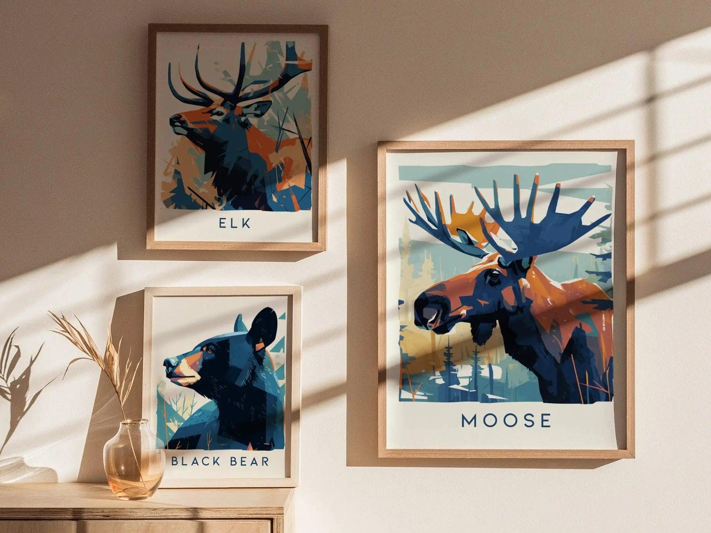 Moose, Wildlife Series, Swamp Donkey Framed Wall Art - North American Big Game Buck Deer Hunting Nature Poster Design Print Decor Gift Set - Swell Scenes