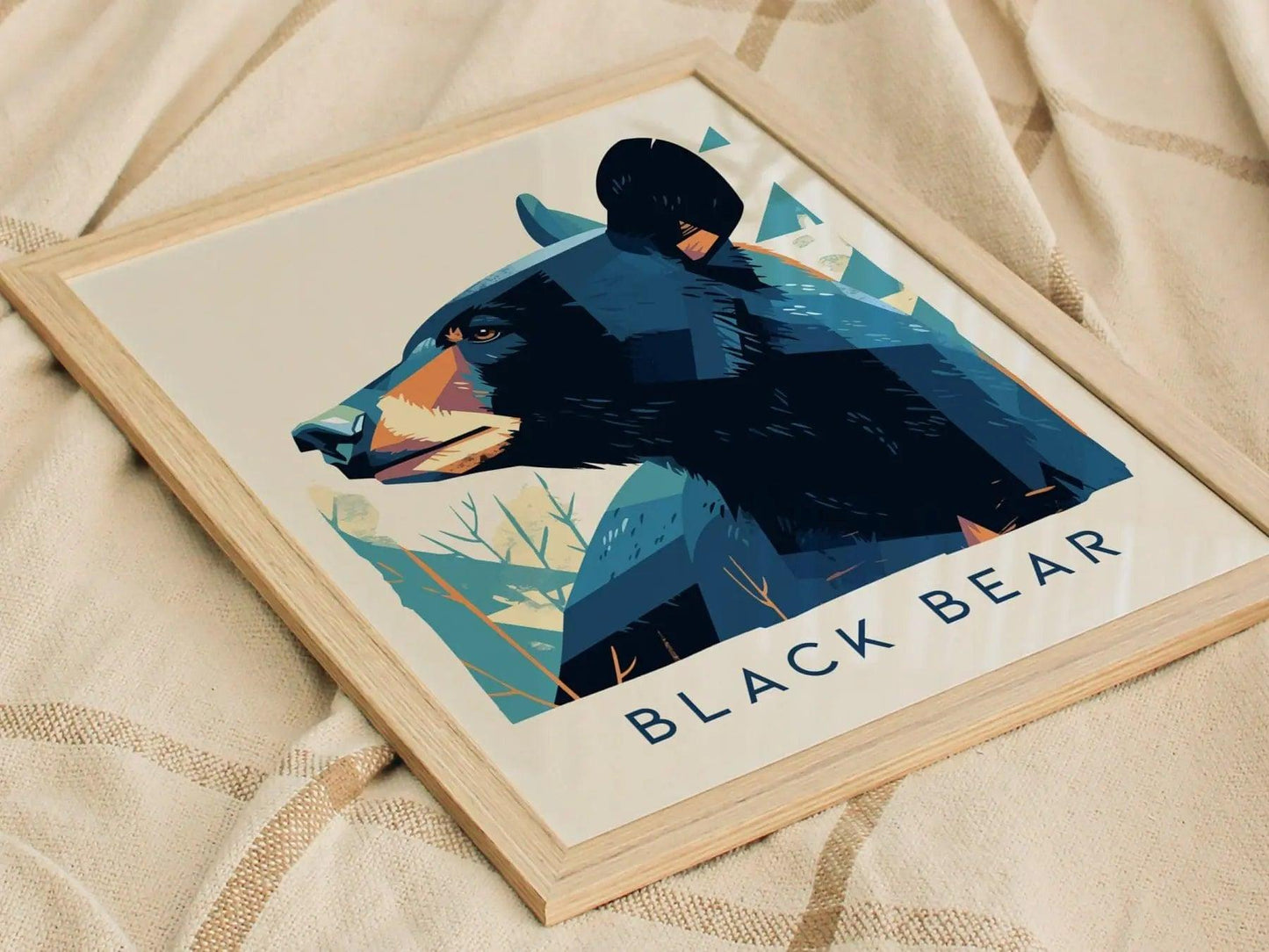 Black Bear, Wildlife Series, Appalachian Framed Wall Art - North American Big Game Nature Poster Design Print Woods Forest Cabin Decor Set - Swell Scenes