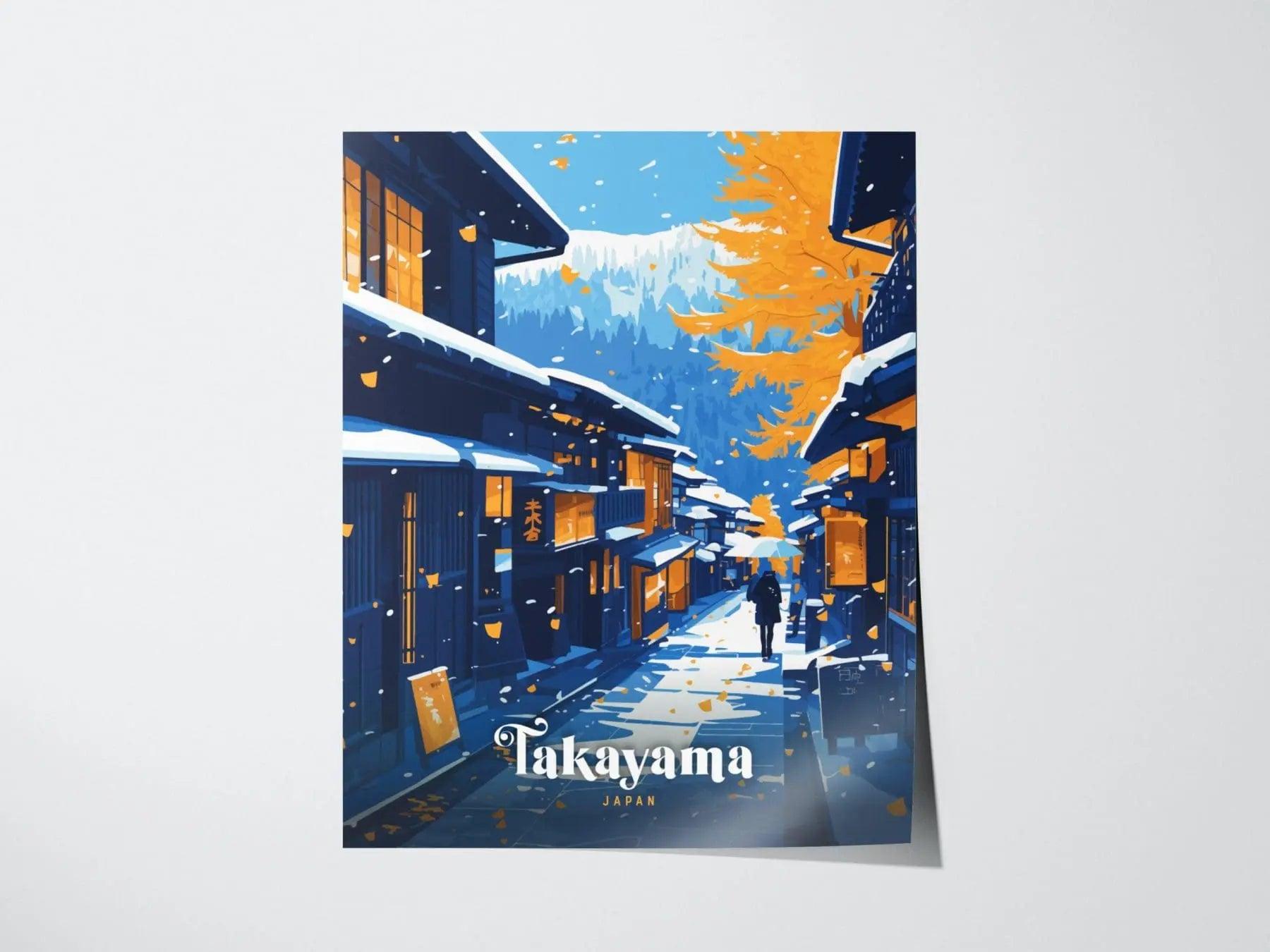 Takayama Japan Poster, Traditional Japanese Town Wall Art, Framed/Unframed Takayama Print, Cultural Travel Artwork, Japan Souvenir Gift - Swell Scenes