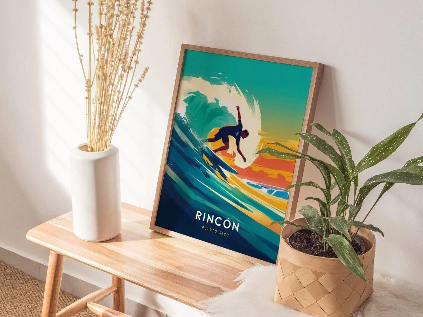 Rincon Puerto Rico Surf Poster, Surfer Wall Art, Framed/Unframed Rincon Beach Print, Surfing Artwork, Caribbean Surf Decor, Surfer Gift - Swell Scenes