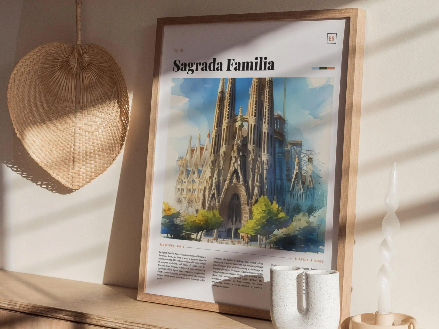 Sagrada Familia Framed Travel Poster, Barcelona Spain Travel Poster, Architecture Series, Barcelona Spain Travel Art, Barcelona Spain Gift - Swell Scenes