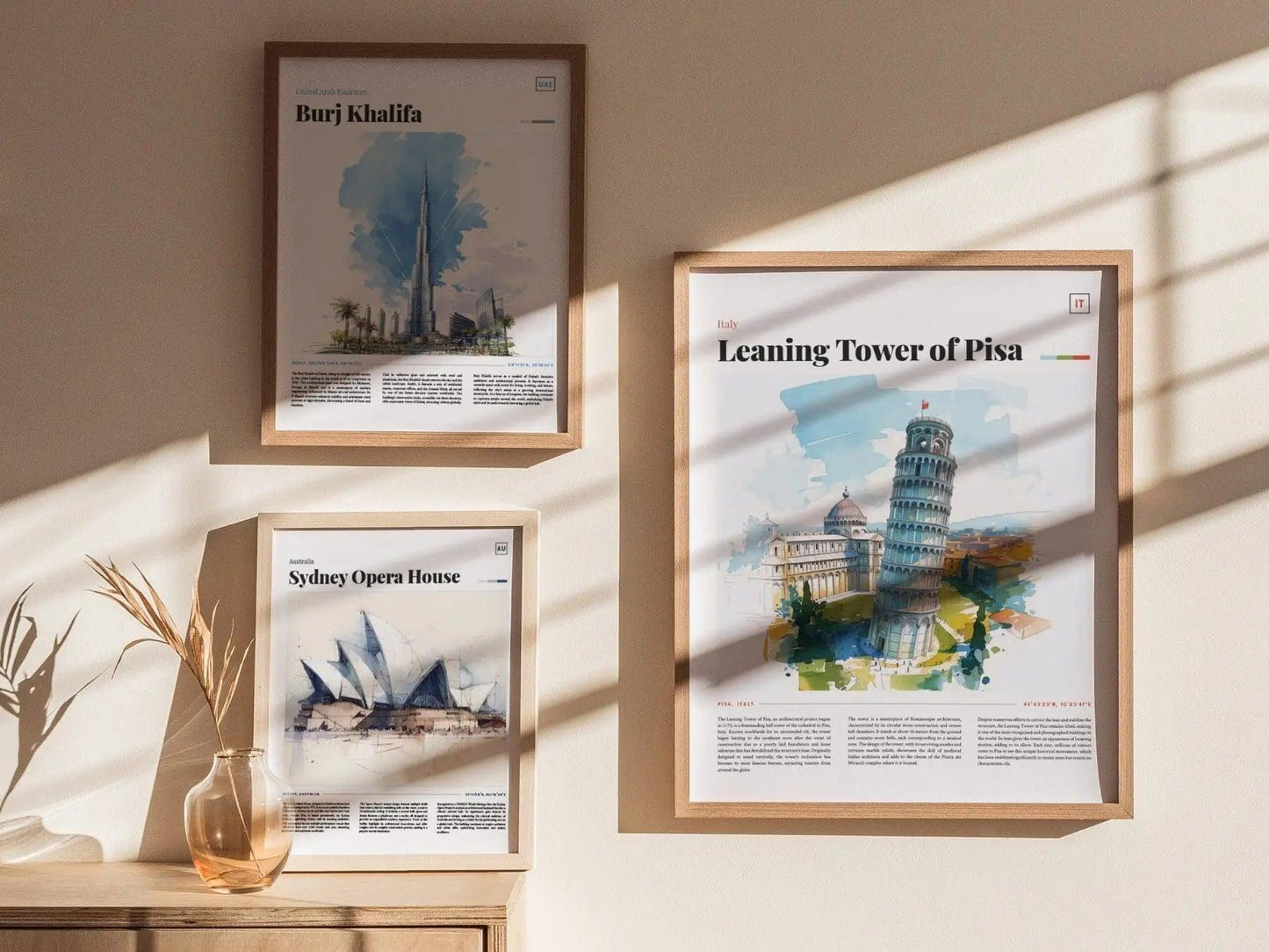 Leaning Tower of Pisa Framed Travel Poster, Italy Travel Poster, Architecture Series, Leaning Tower of Pisa Travel Art, Italy Travel Gift - Swell Scenes