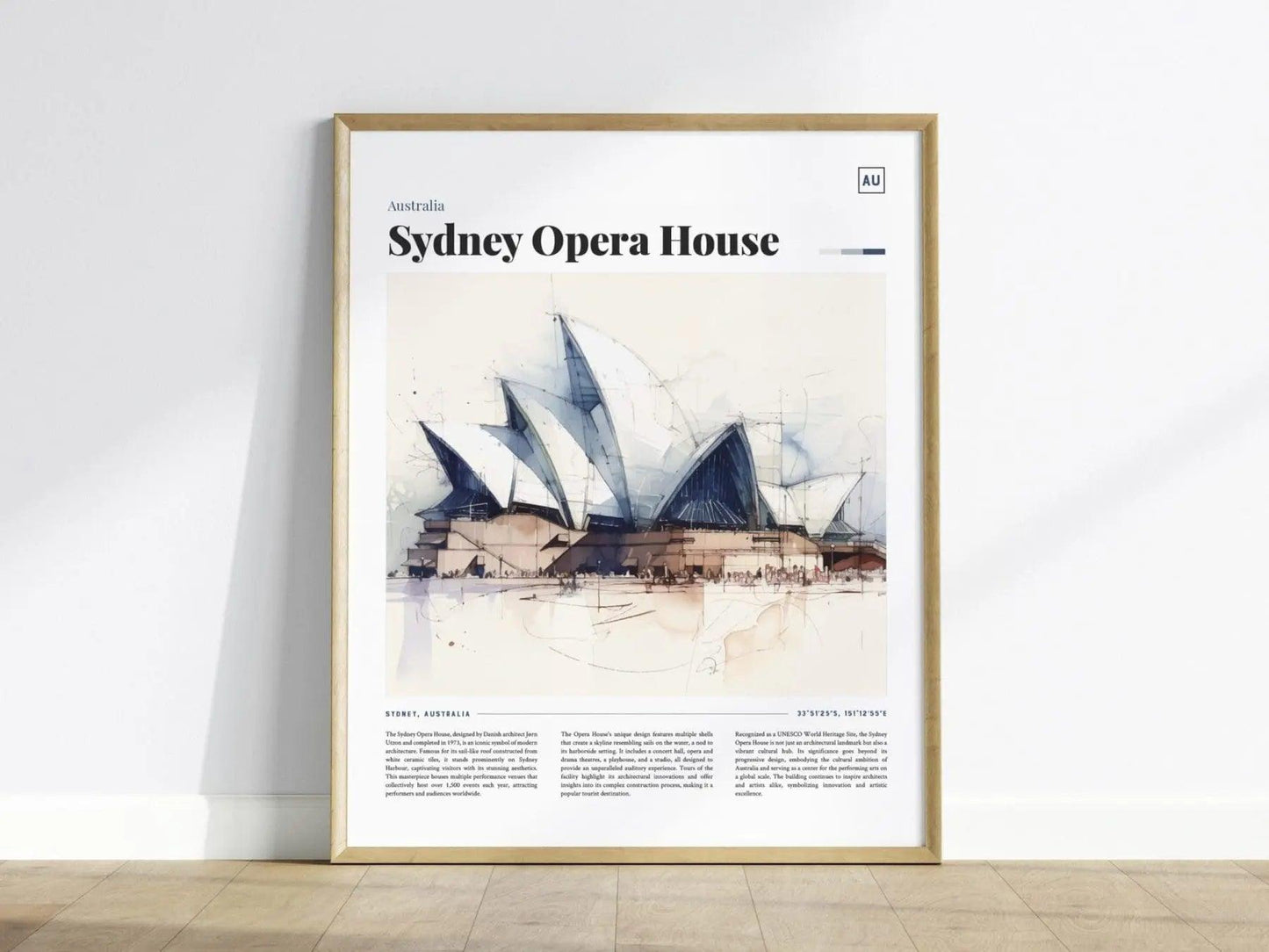 Sydney Framed Travel Print, Sydney Poster, Sydney Wall Art, Sydney Art Print, Sydney Skyline, Sydney Opera House, Architecture Series Decor - Swell Scenes