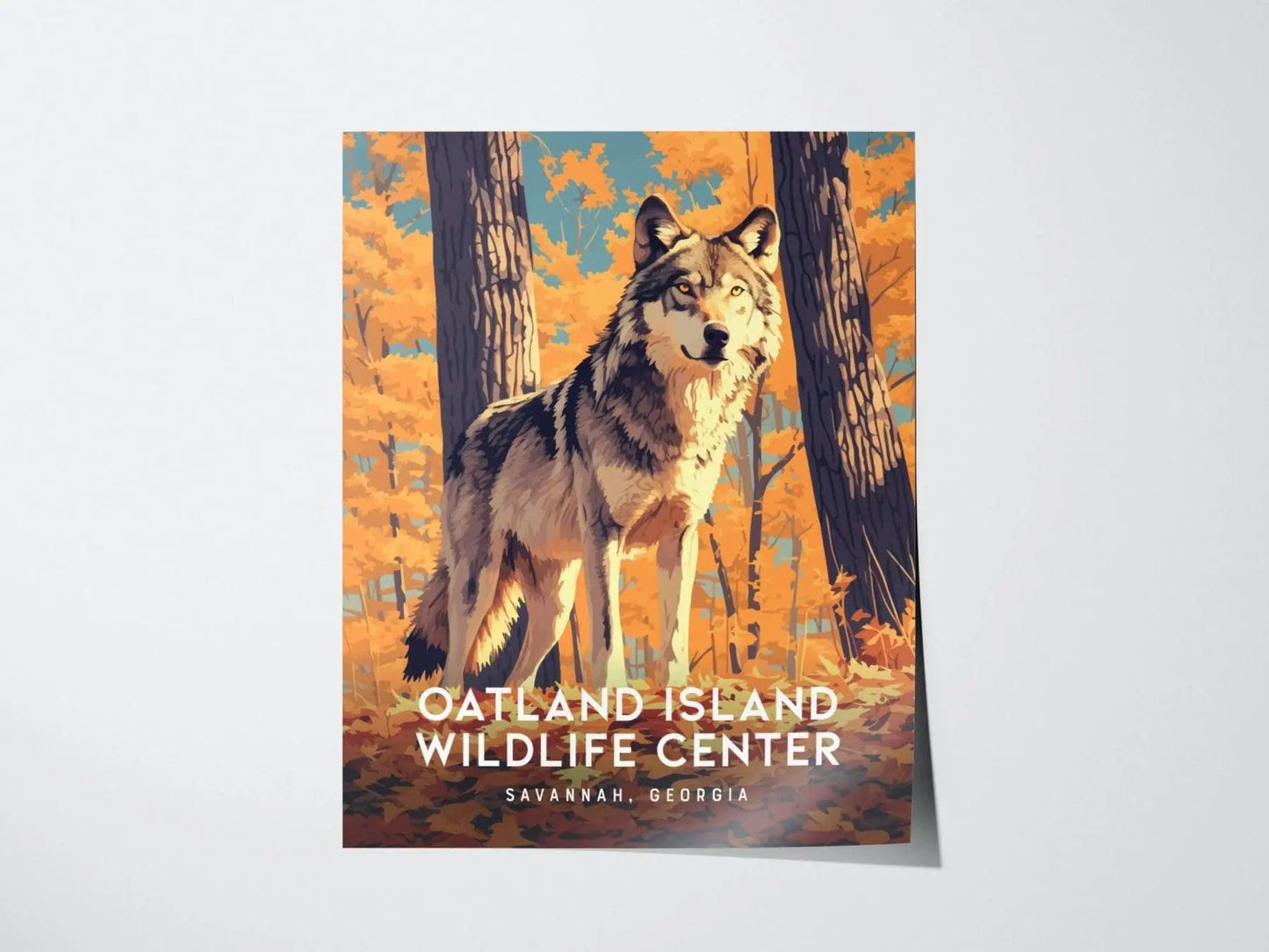 Oatland Island Wildlife Center, Savannah, Georgia - Wolf Art Southern Nature Wall Artwork Poster Design Travel Print Home Decor Gift Set - Swell Scenes