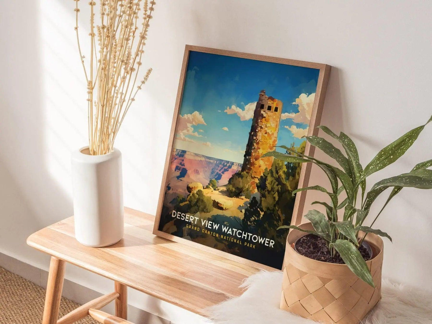 Desert View Watchtower Grand Canyon Arizona Framed Travel Poster, Grand Canyon Travel Poster Print, National Parks Wall Art, Desert View Art - Swell Scenes